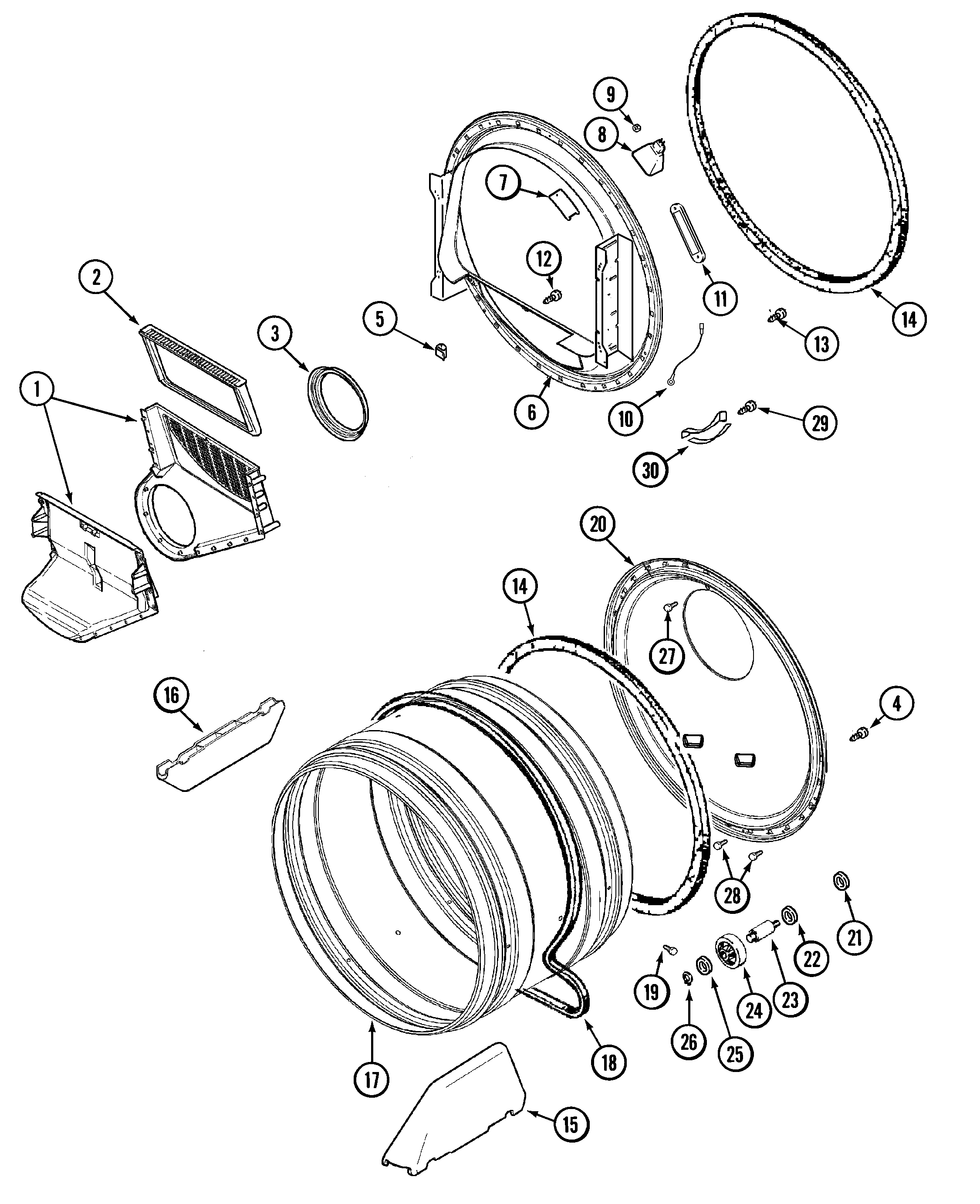 Maytag MDG5500AWQ tumbler diagram