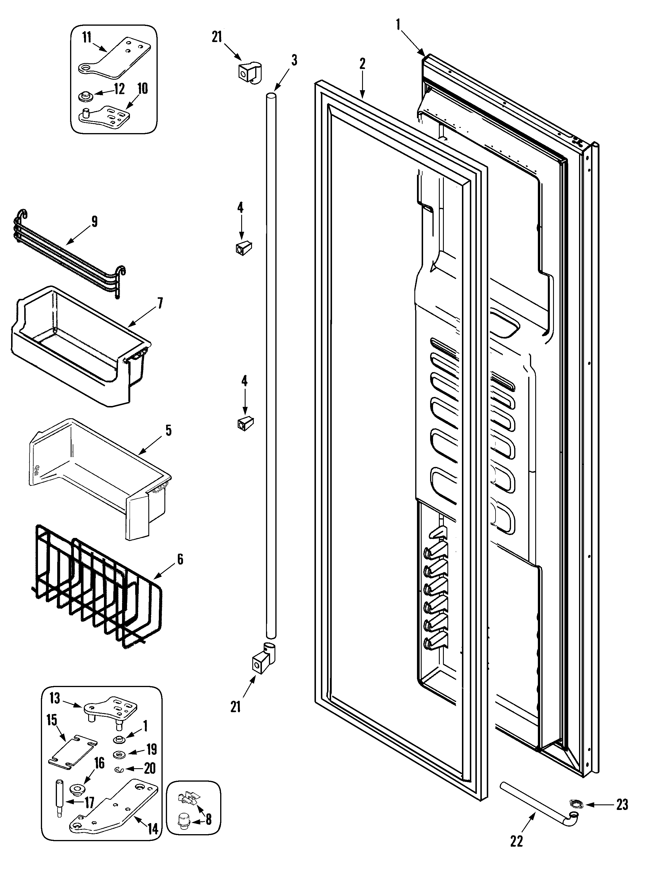 Jenn-Air JS48PPDBDA freezer door diagram