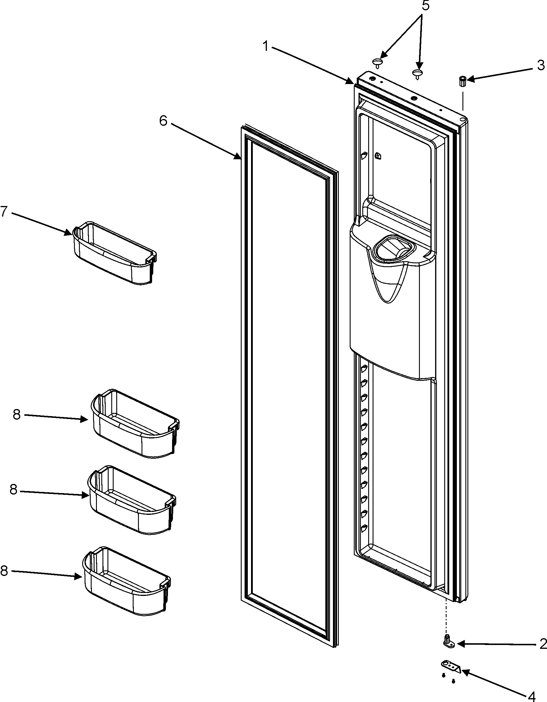 Magic Chef CSD2610KRW freezer door diagram