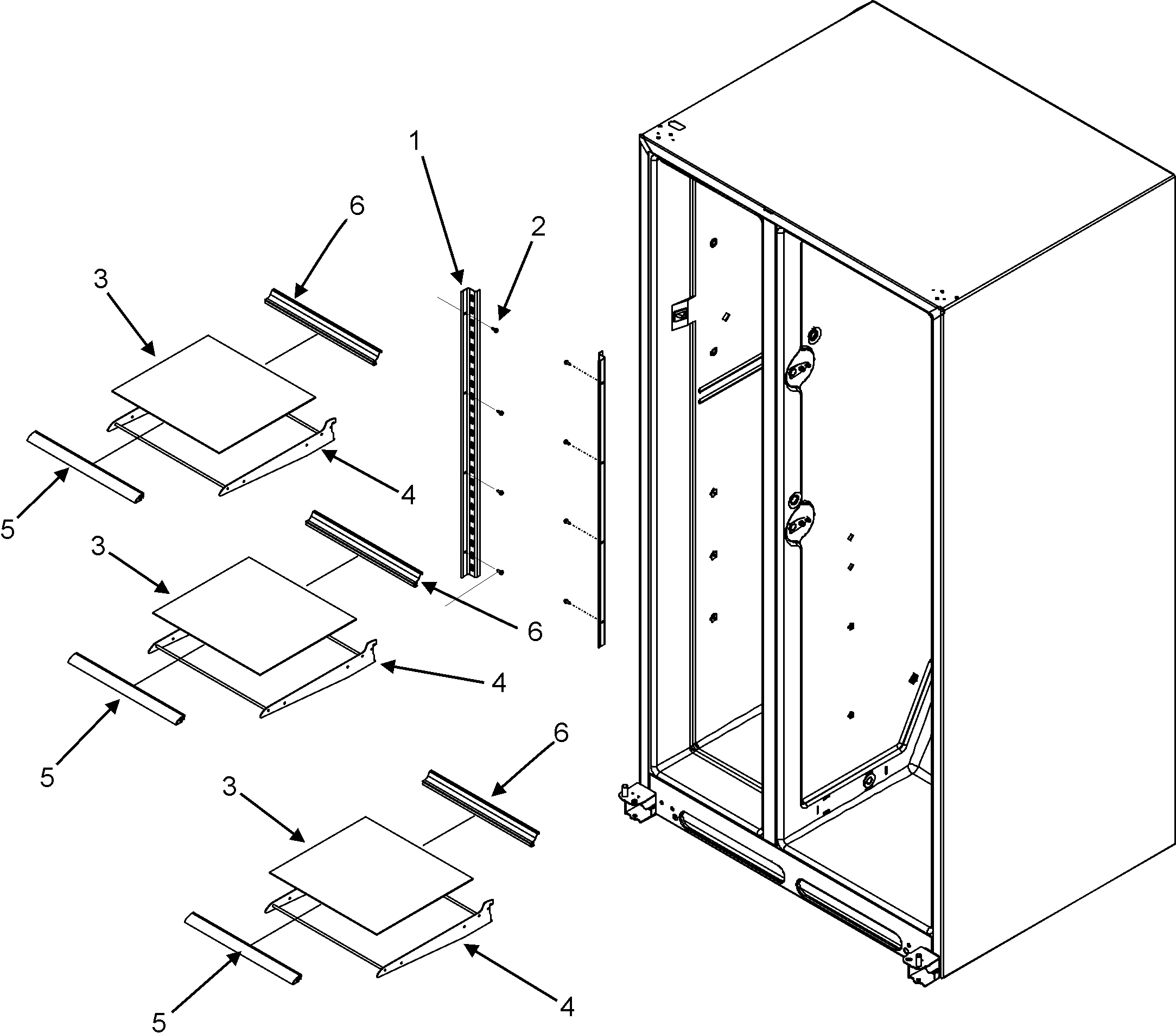 Magic Chef CSD2610KRW refrigerator shelves diagram
