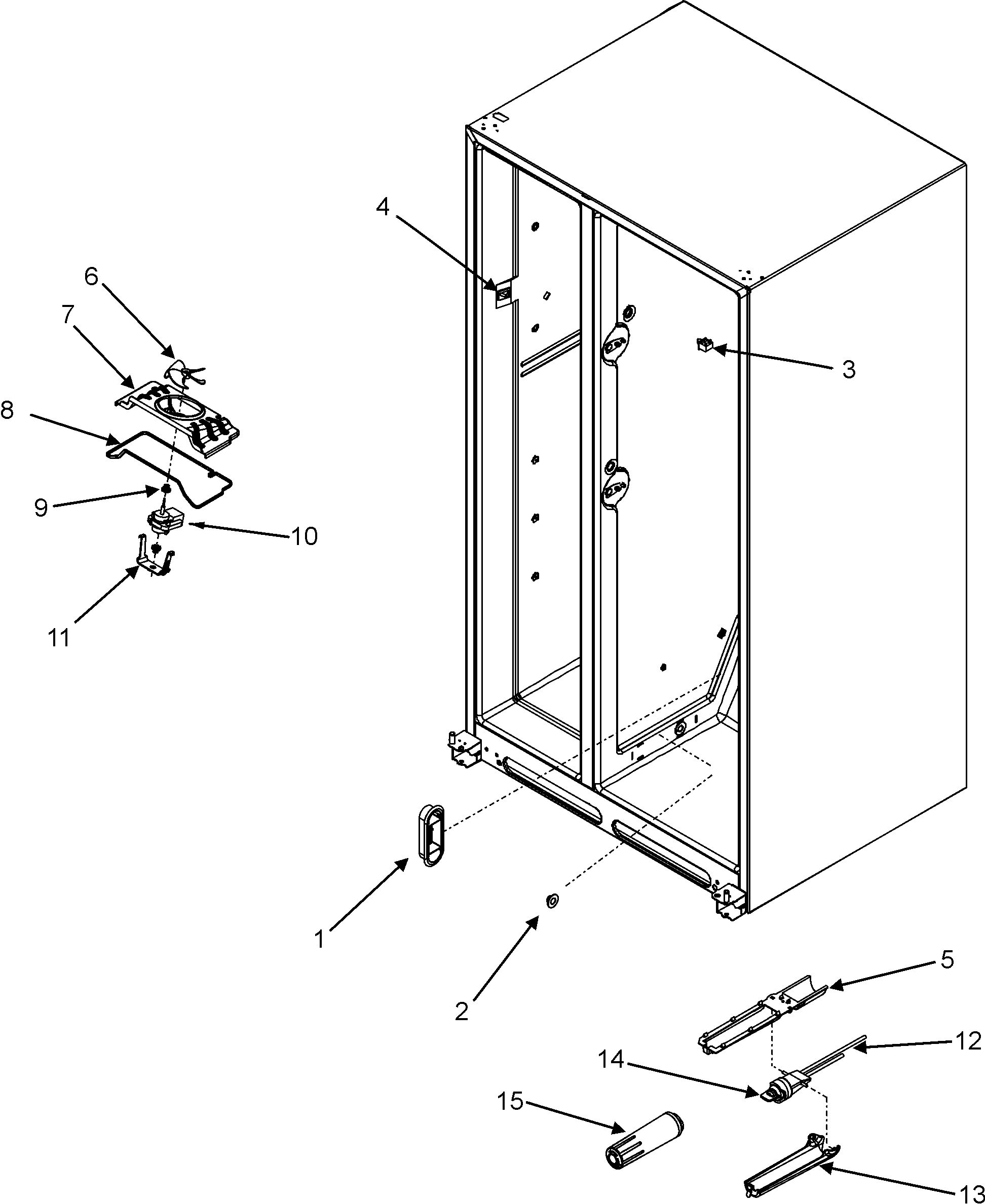 Magic Chef CSD2610KRW evap fan/water filter diagram