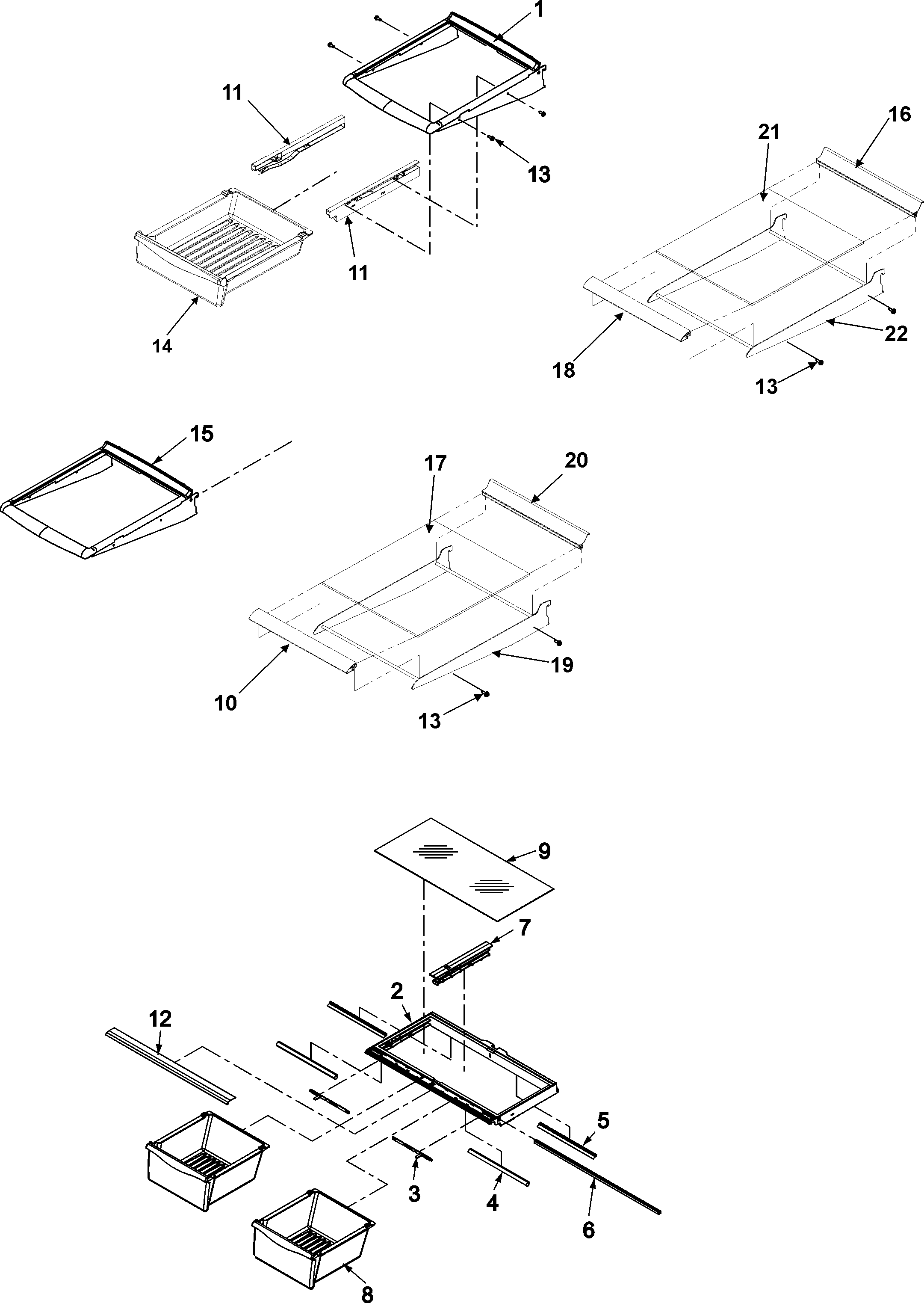 Amana ABB2223DEQ1 refrigerator shelving diagram