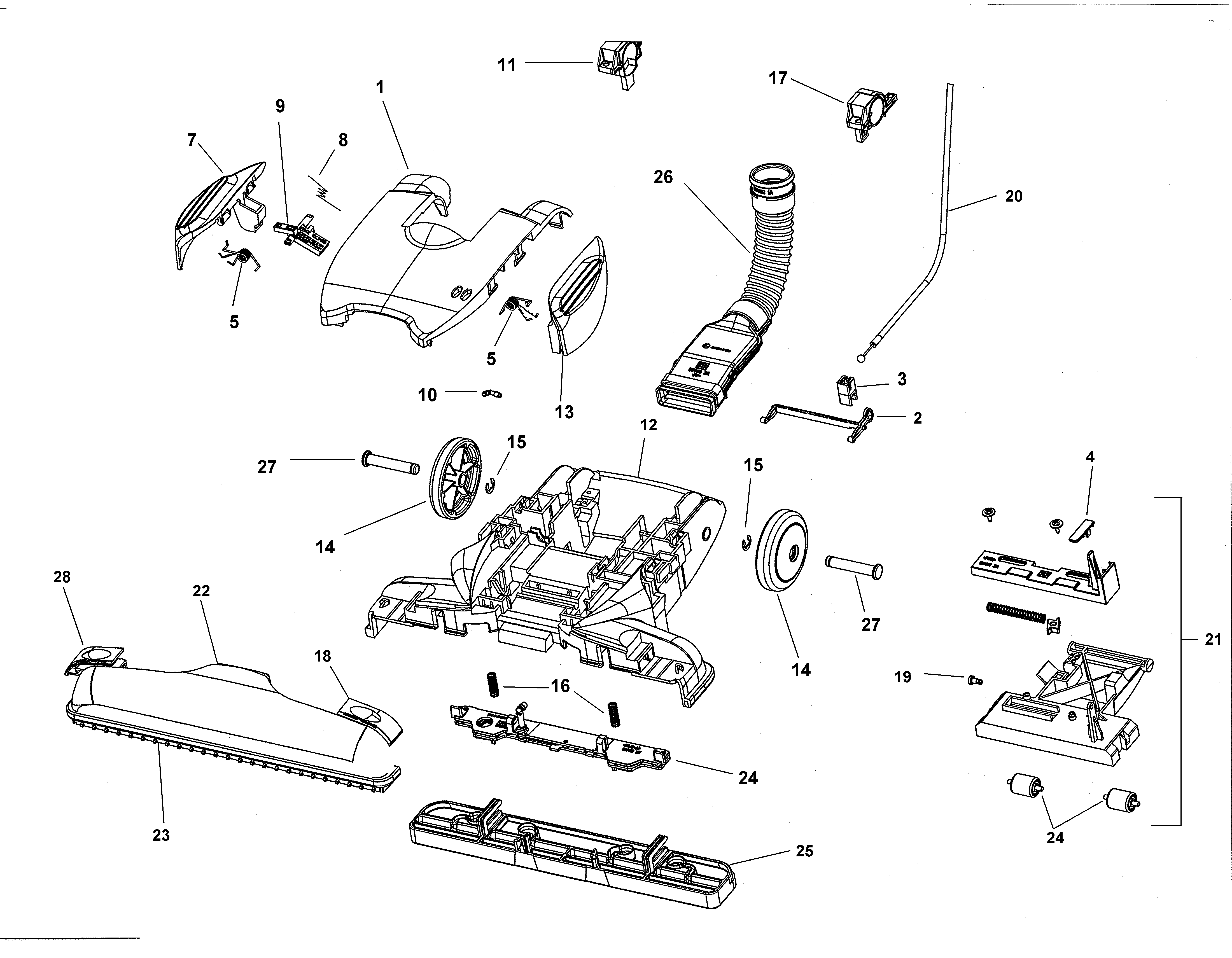 Hoover H2801-0RM foot diagram