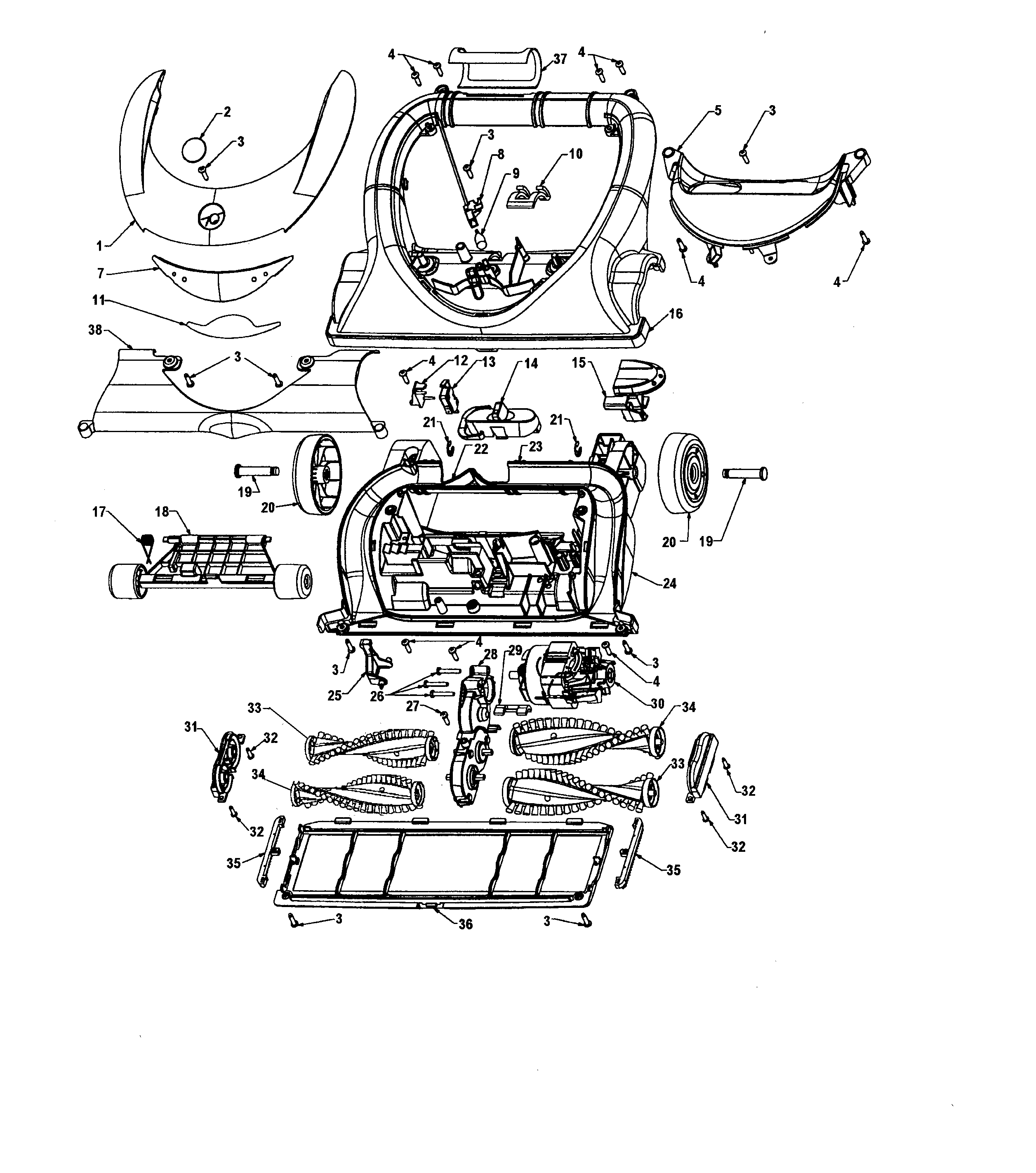 Hoover U8163-900 foot diagram