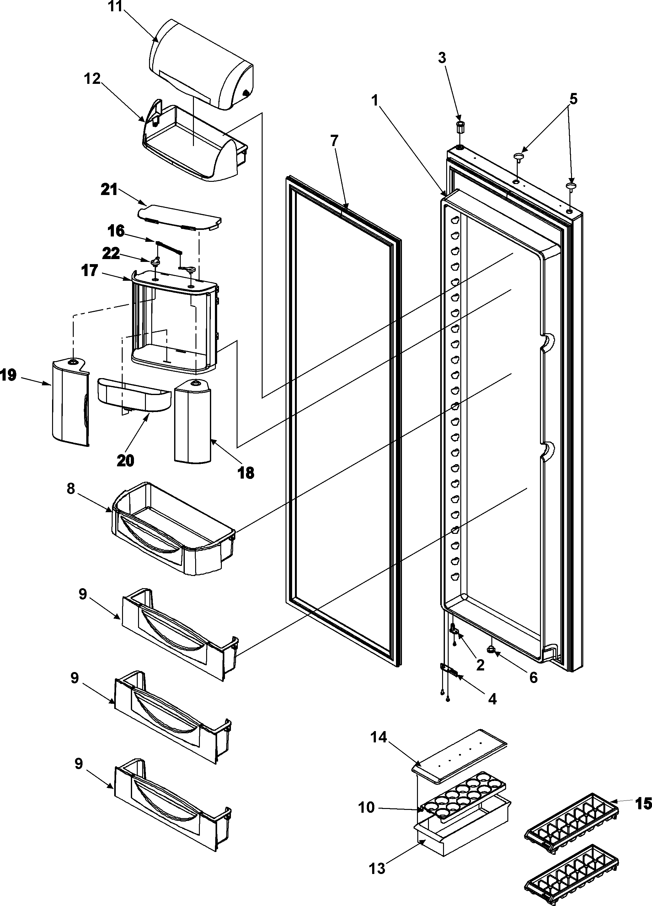 Amana AC2224PEKW0 refrigerator door diagram