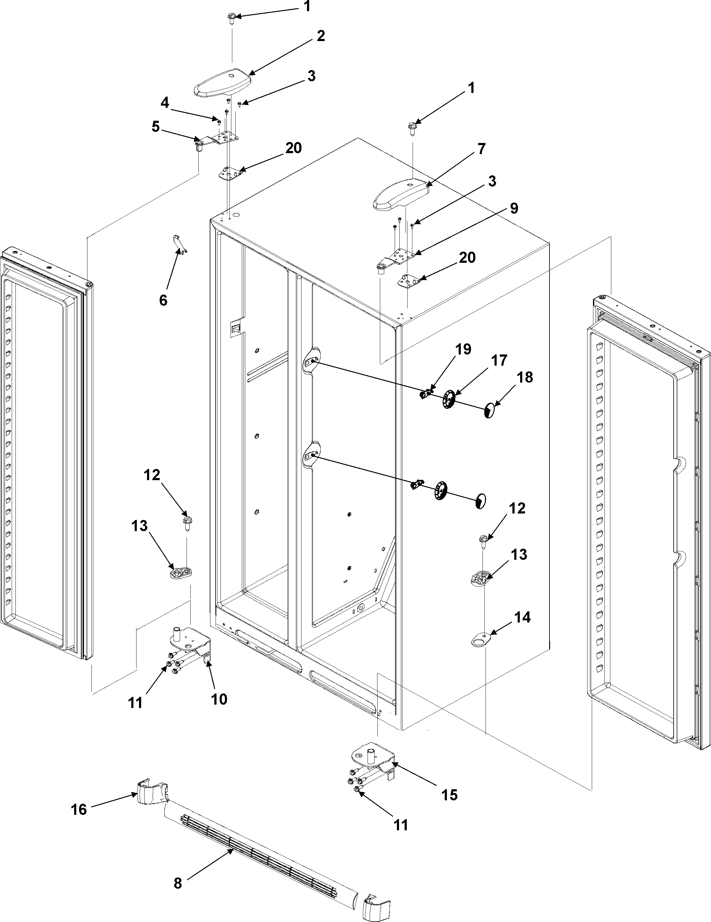 Amana AC2224PEKW0 hinges diagram