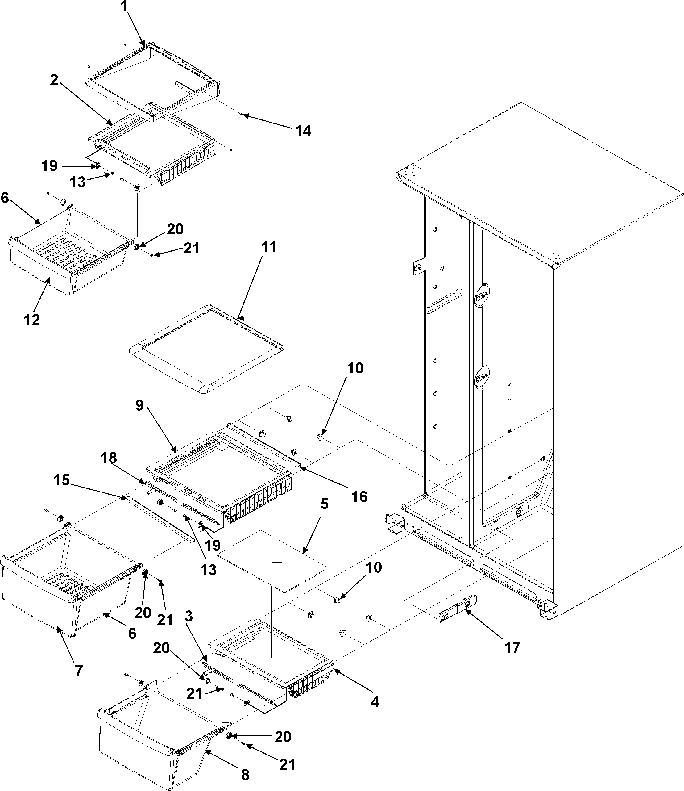 Amana AC2224PEKW0 crisper assembly diagram