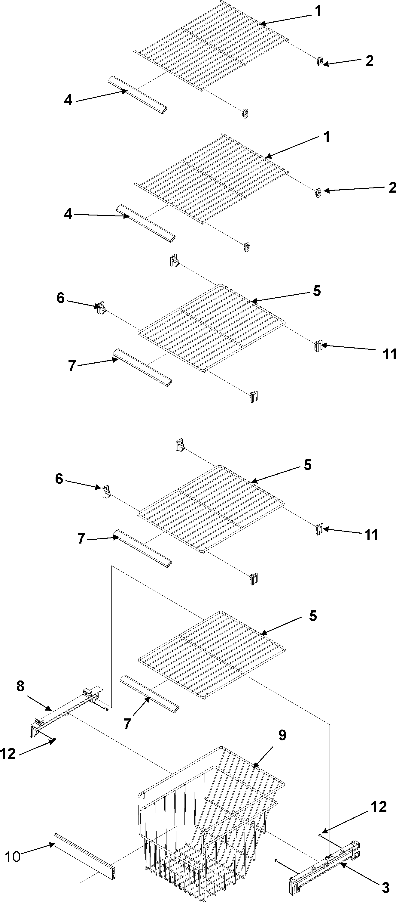 Amana AC2224PEKW0 freezer shelves diagram