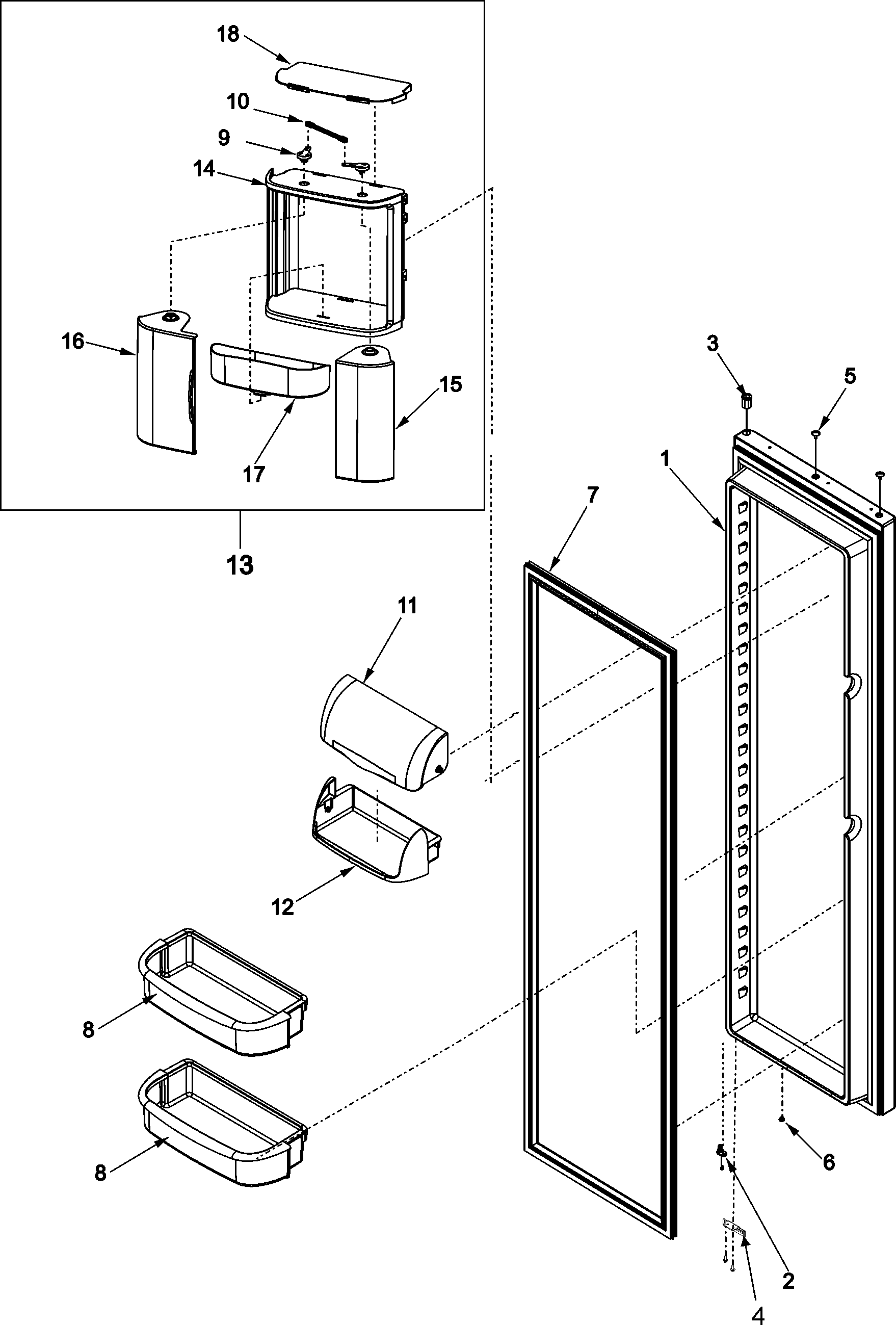 Amana ASD2324HEW refrigerator door diagram