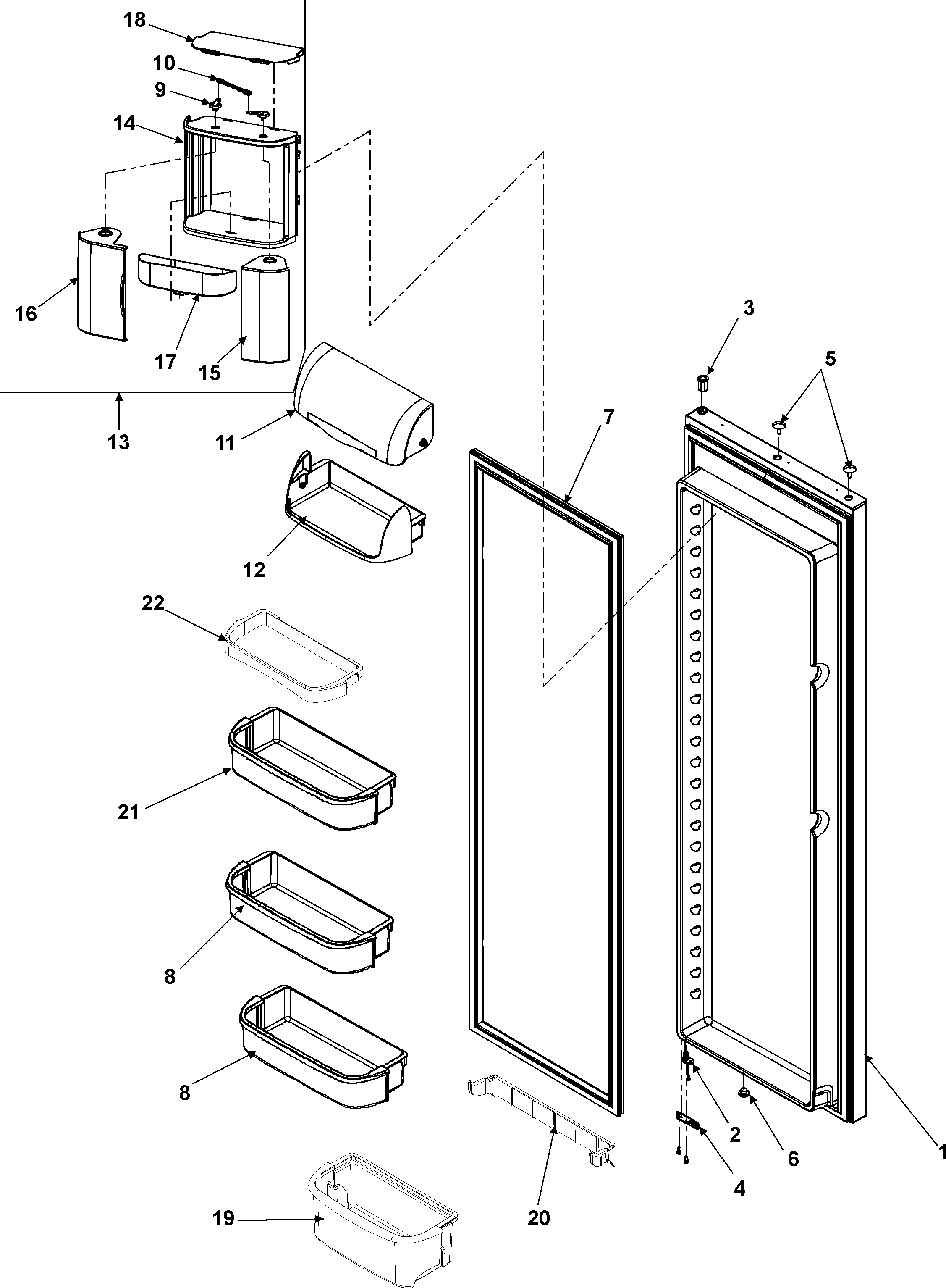 Amana ASD2326HEQ refrigerator door diagram