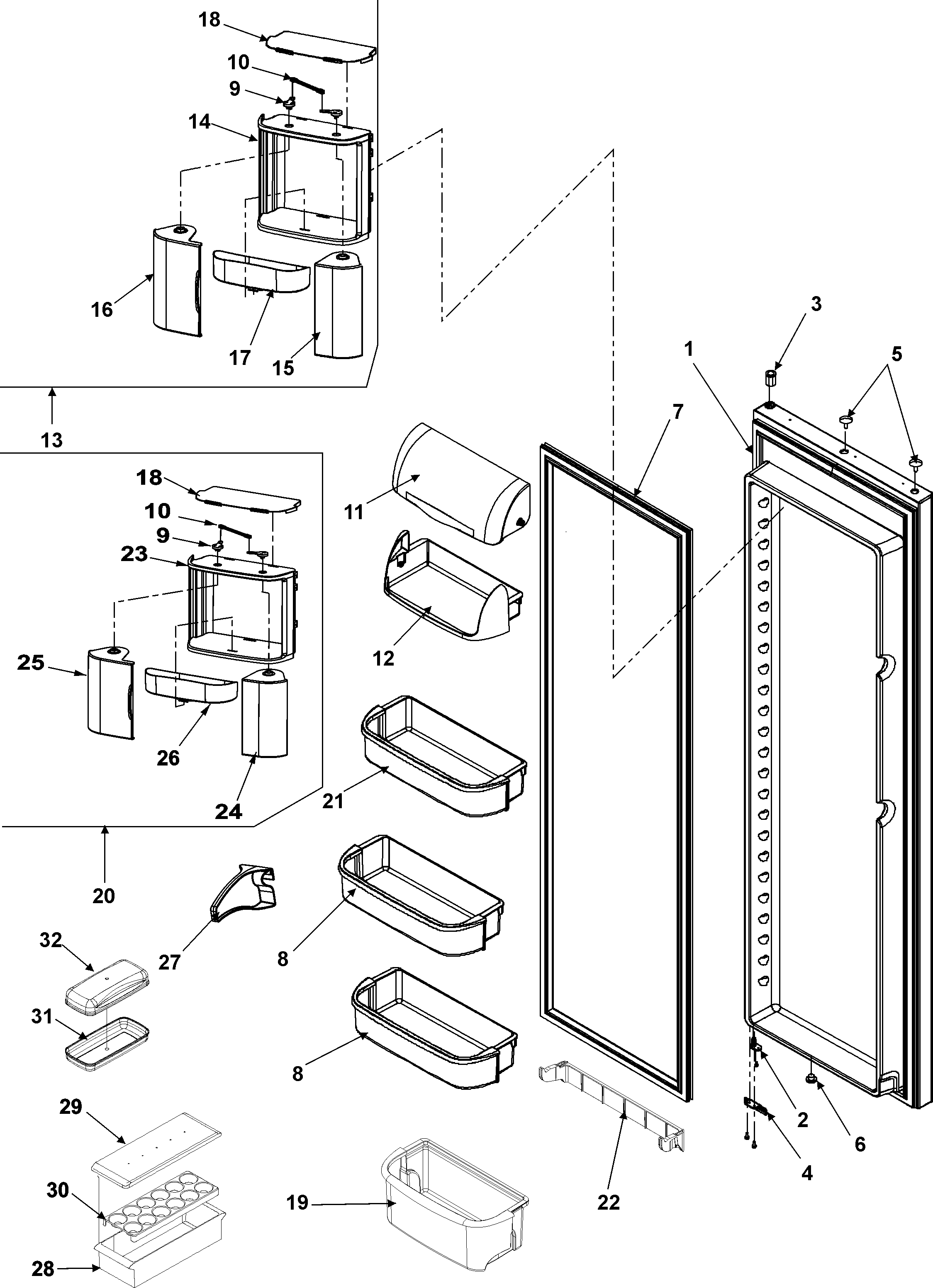 Amana ASD2328HEB refrigerator door diagram
