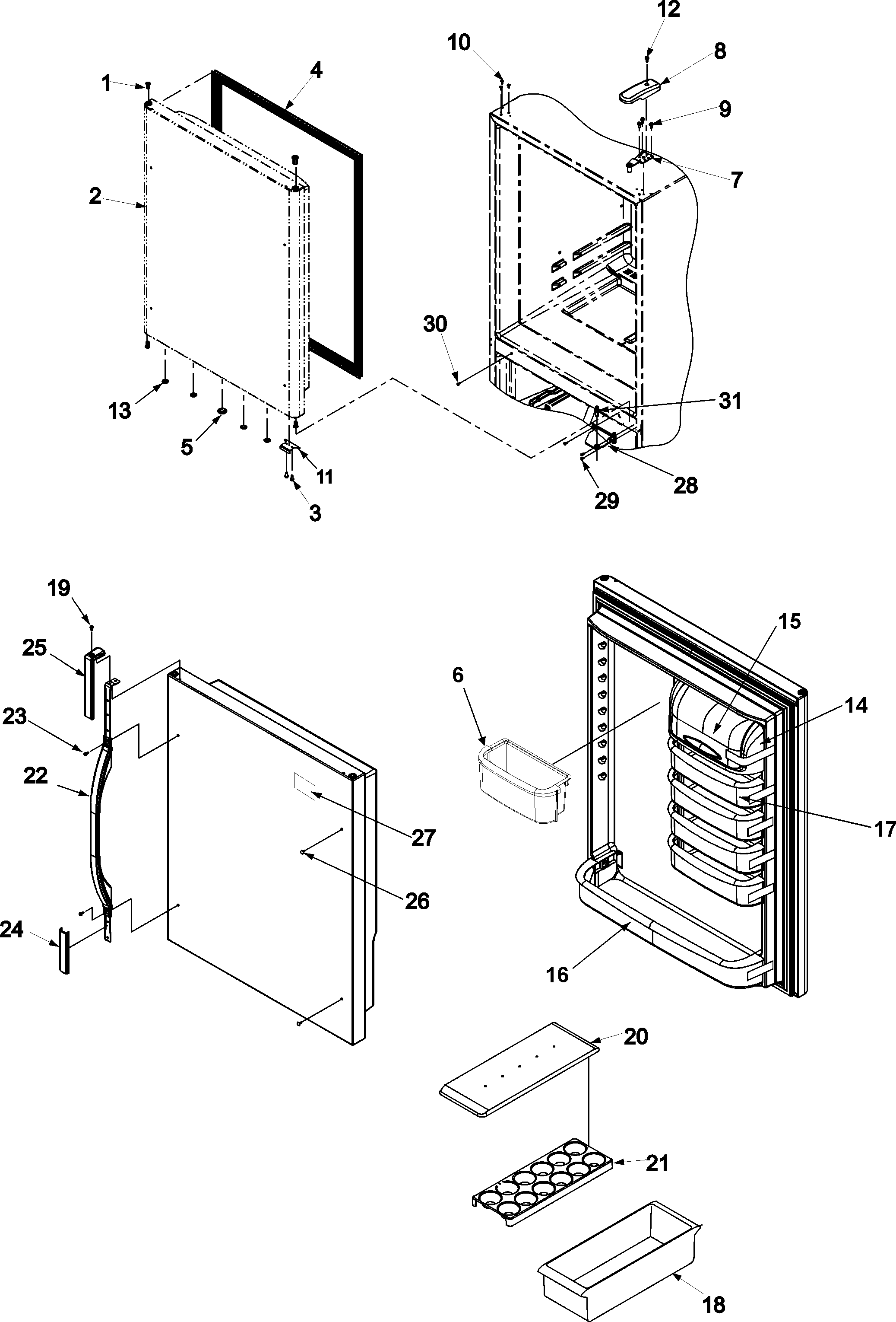 Kenmore 59675239401 refrigerator door diagram