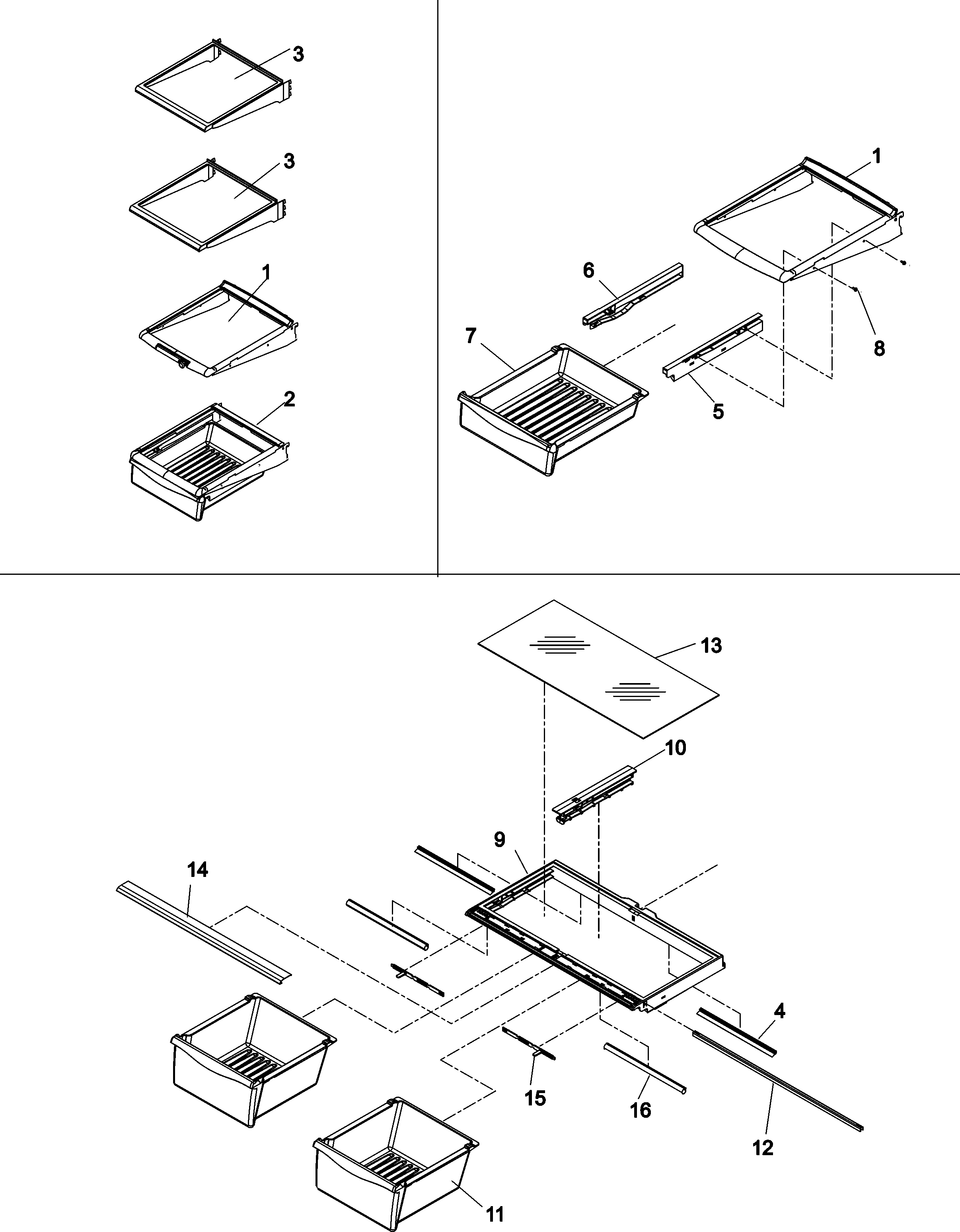 Kenmore 59675239401 refrigerator shelving diagram