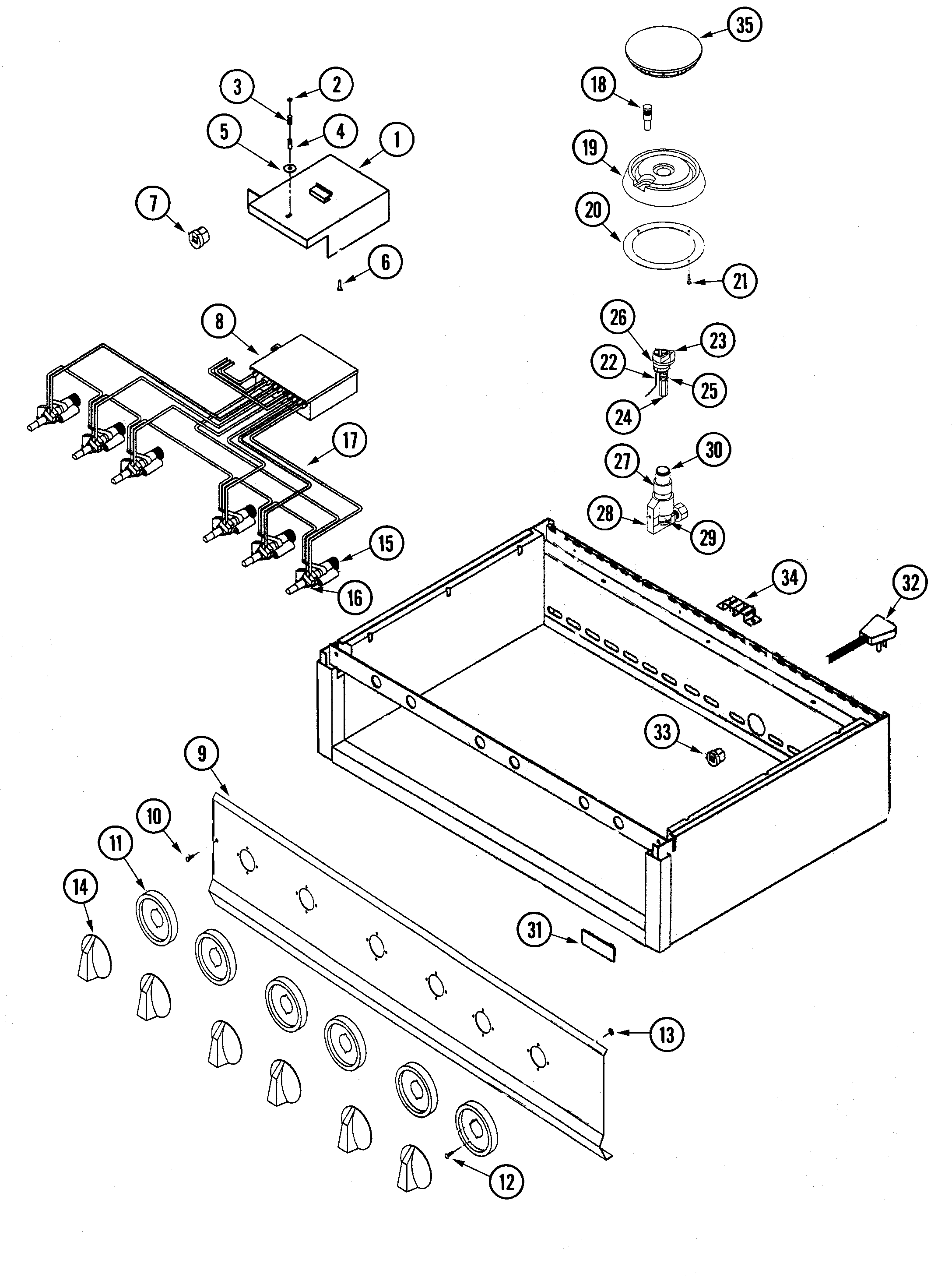 Jade RJCT3681A control panel/gas control diagram