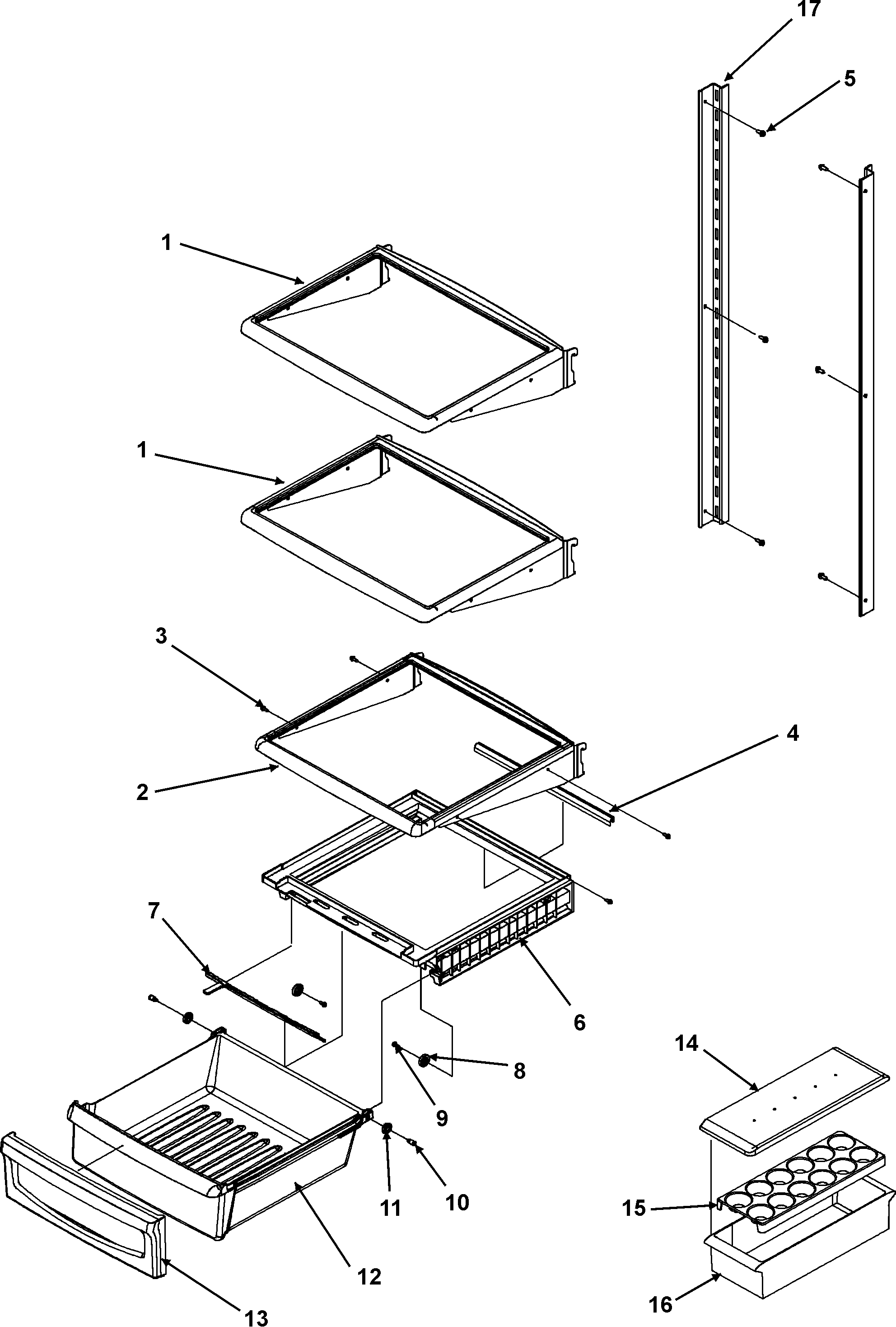 Amana ACD2232HRB0 deli and ref shelf diagram
