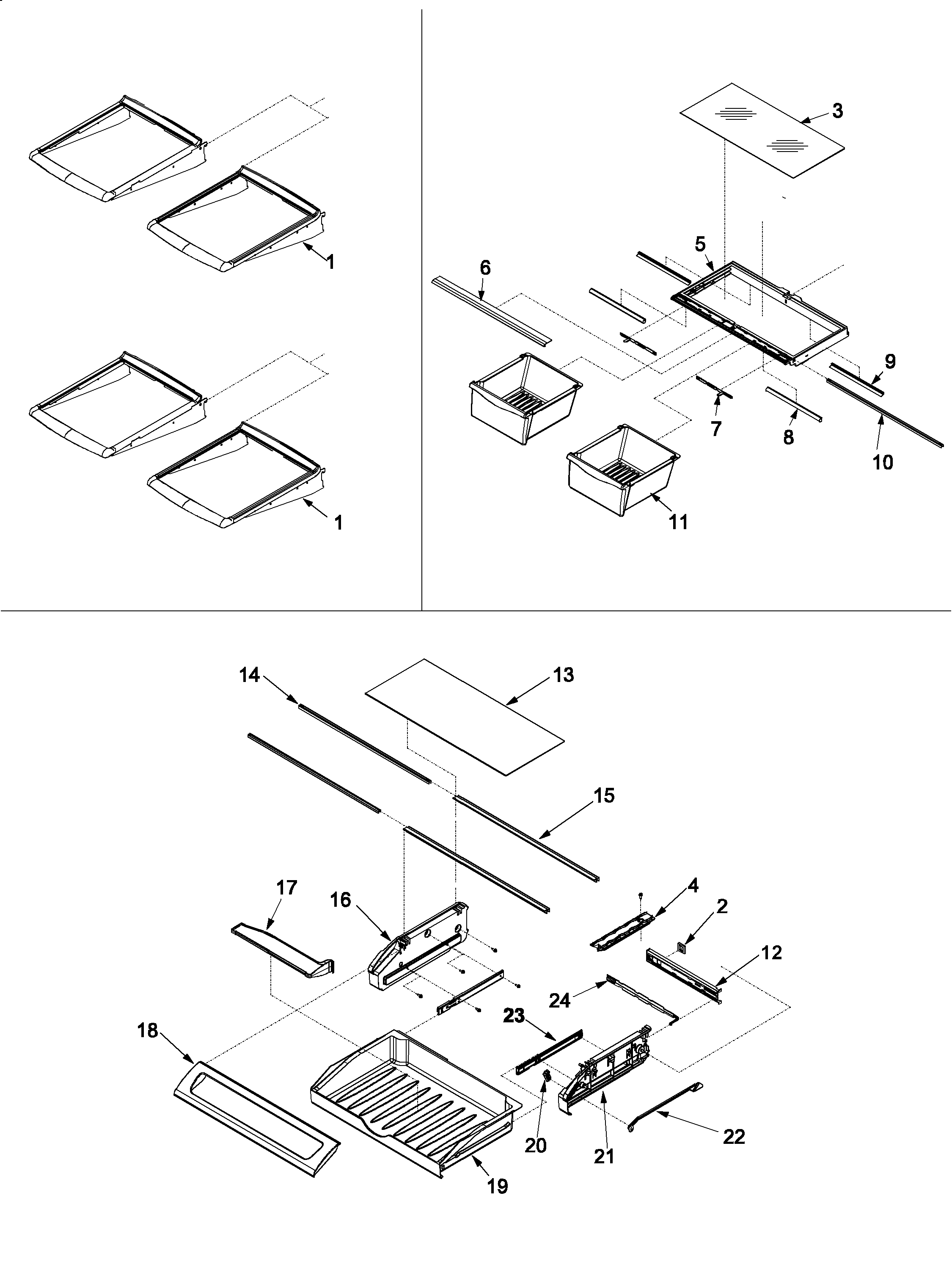 Amana AFC2033DRS refrigerator shelving diagram