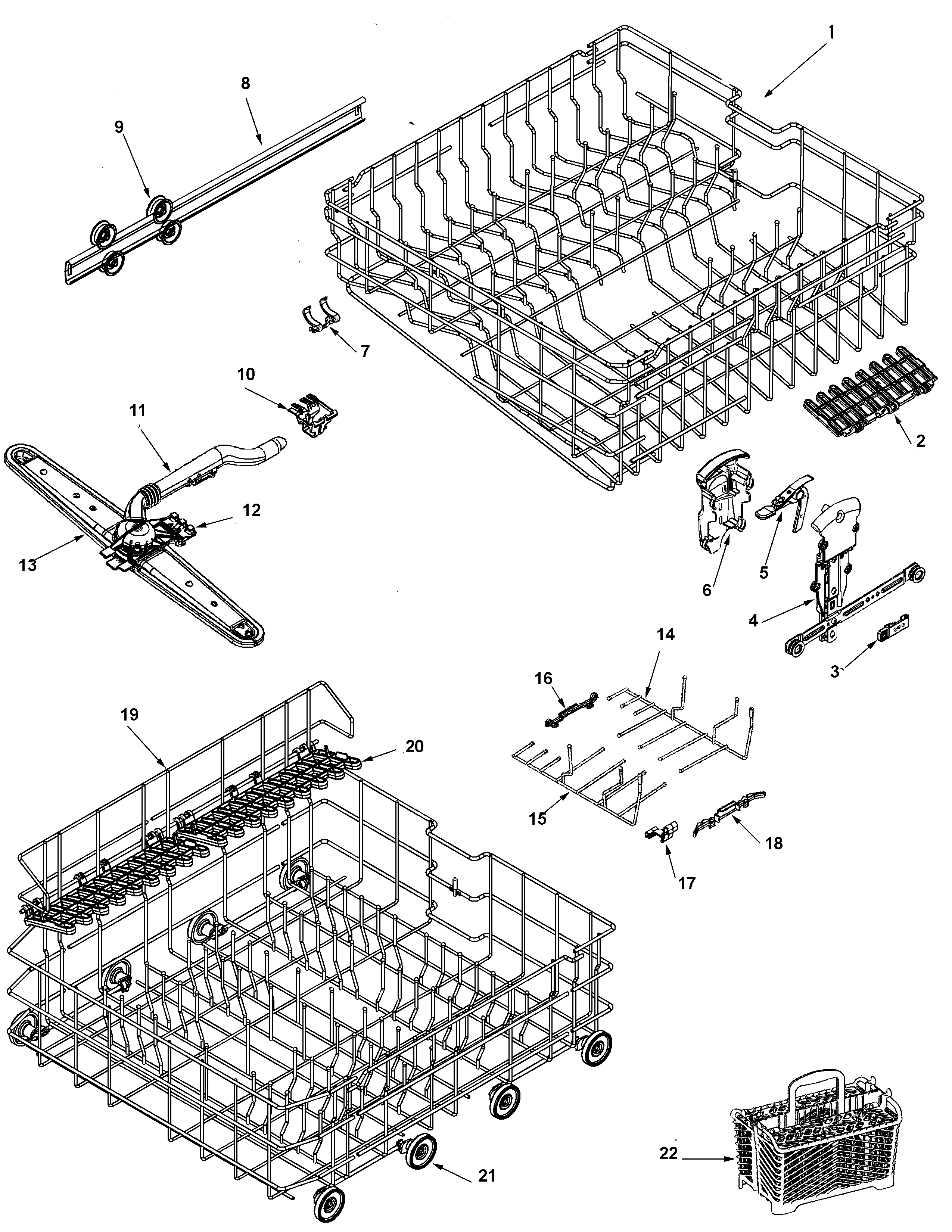 Maytag MDBTT70AWB track & rack assembly diagram