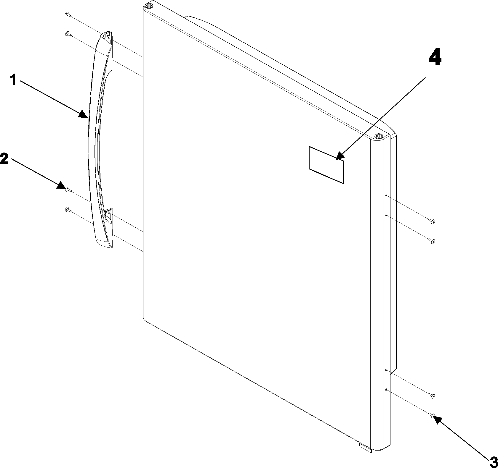 Amana ABD2533DEB refrigerator door handle & trim diagram