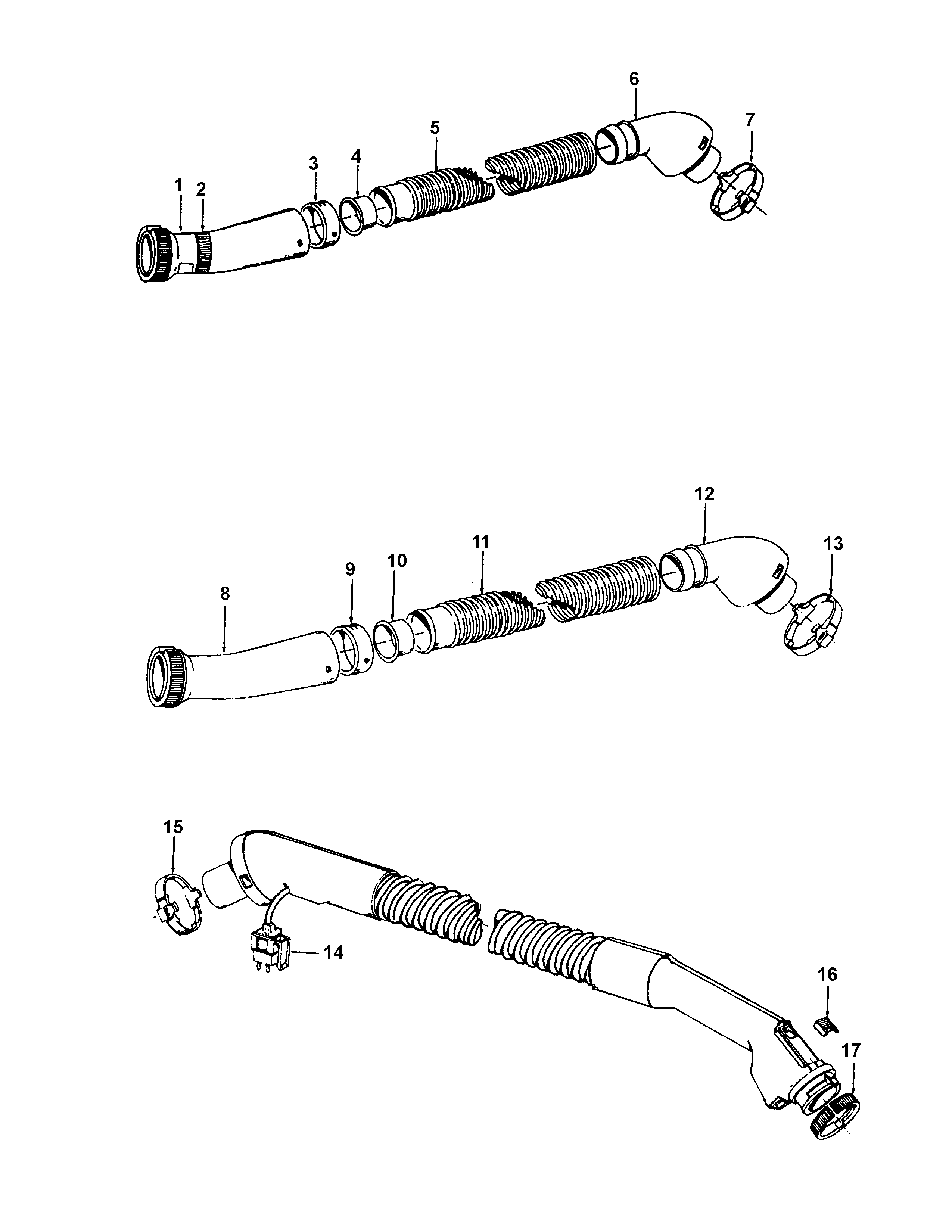 Hoover S3509 hose diagram