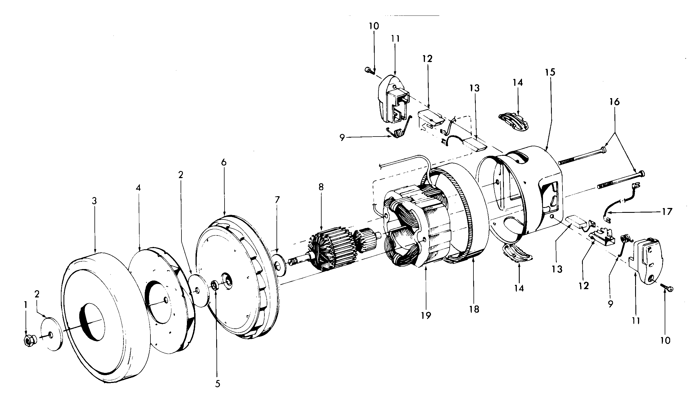 Hoover S3509 motor assembly diagram