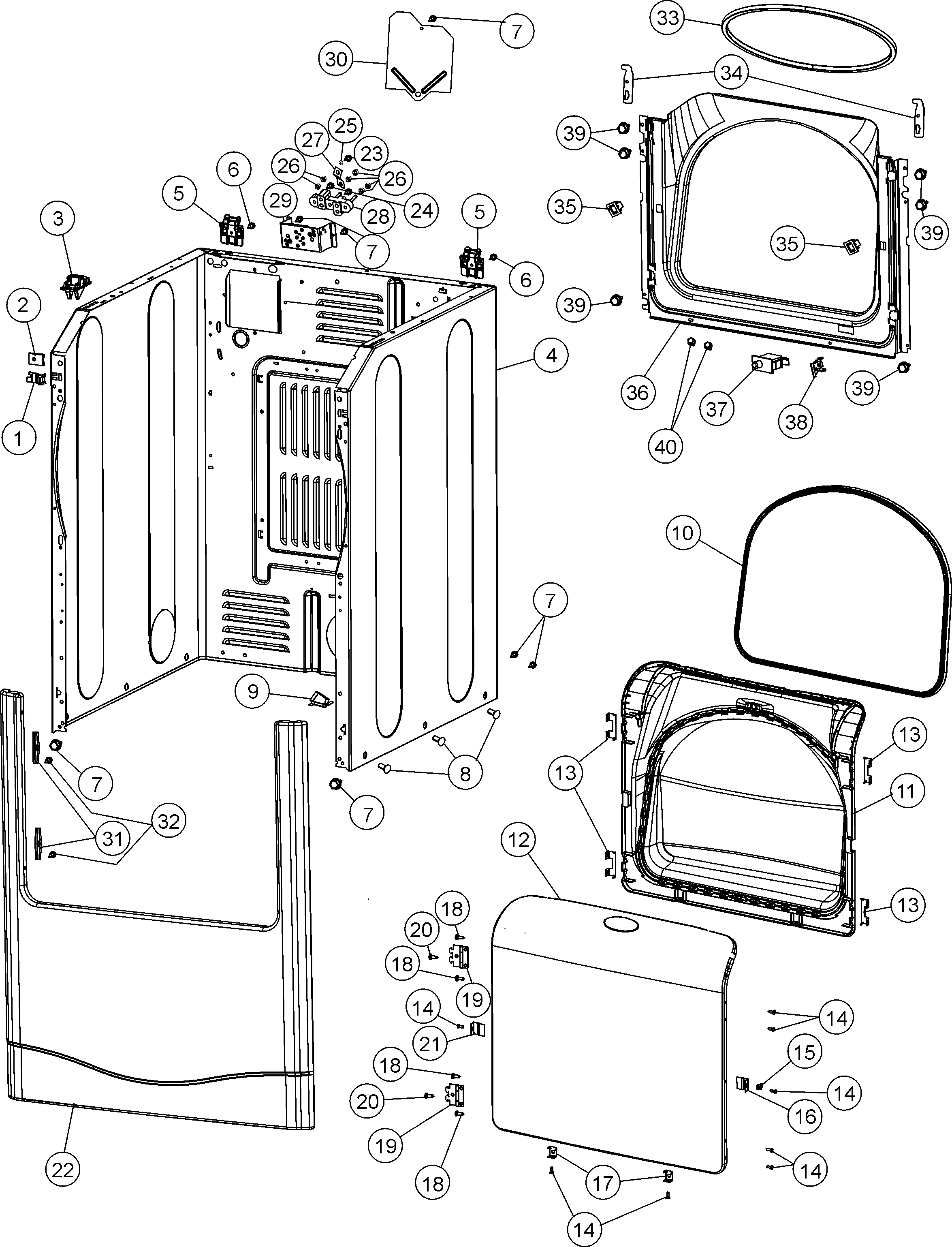 Crosley CDE4205AZW cabinet diagram