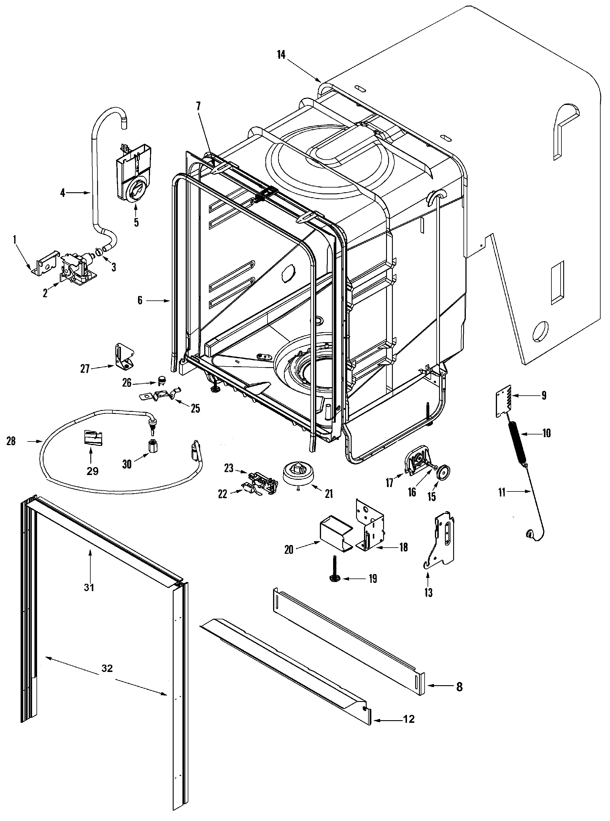 Maytag MDBH955AWS tub diagram