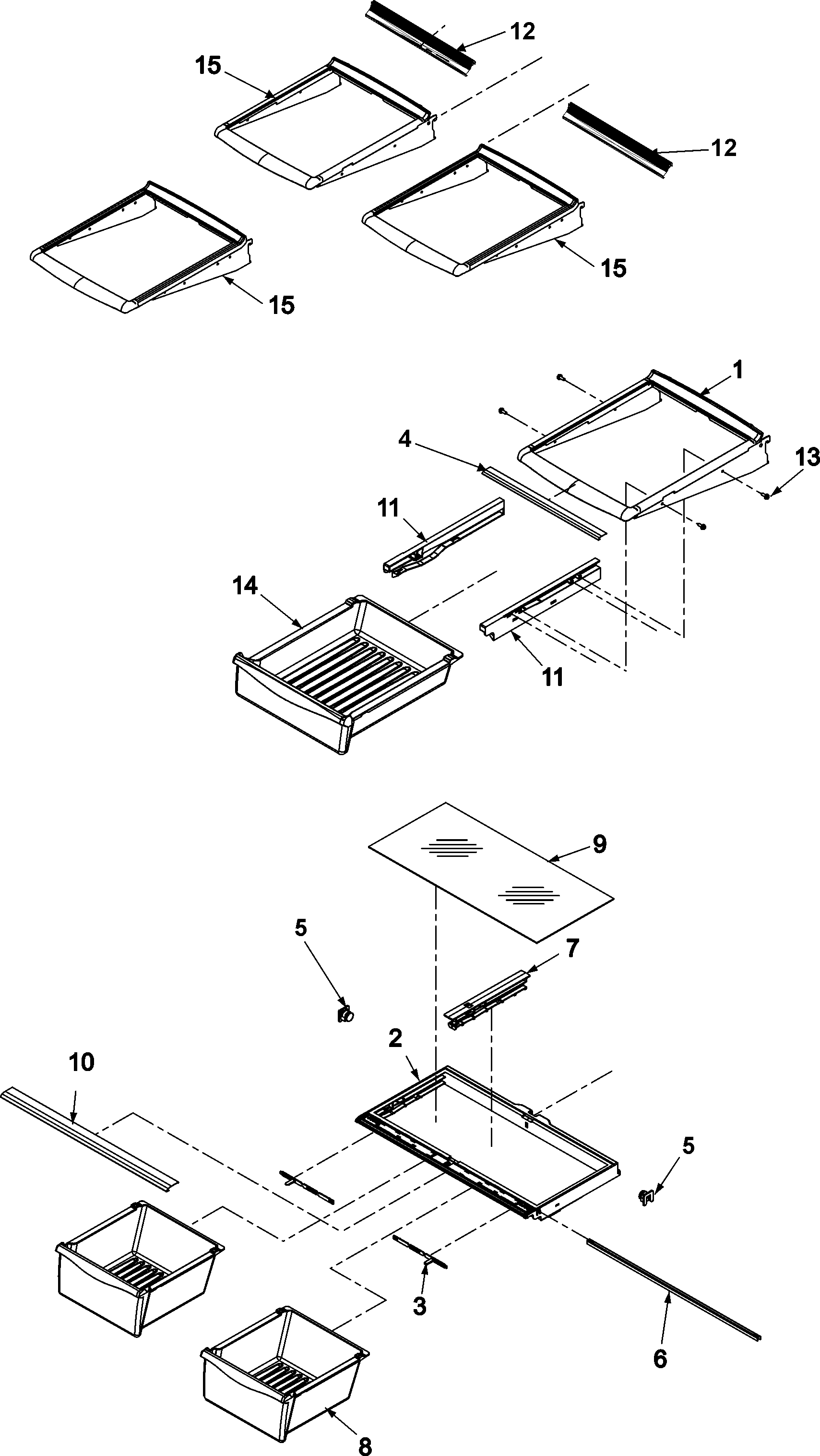 Amana ABB2522FEB0 refrigerator shelving diagram
