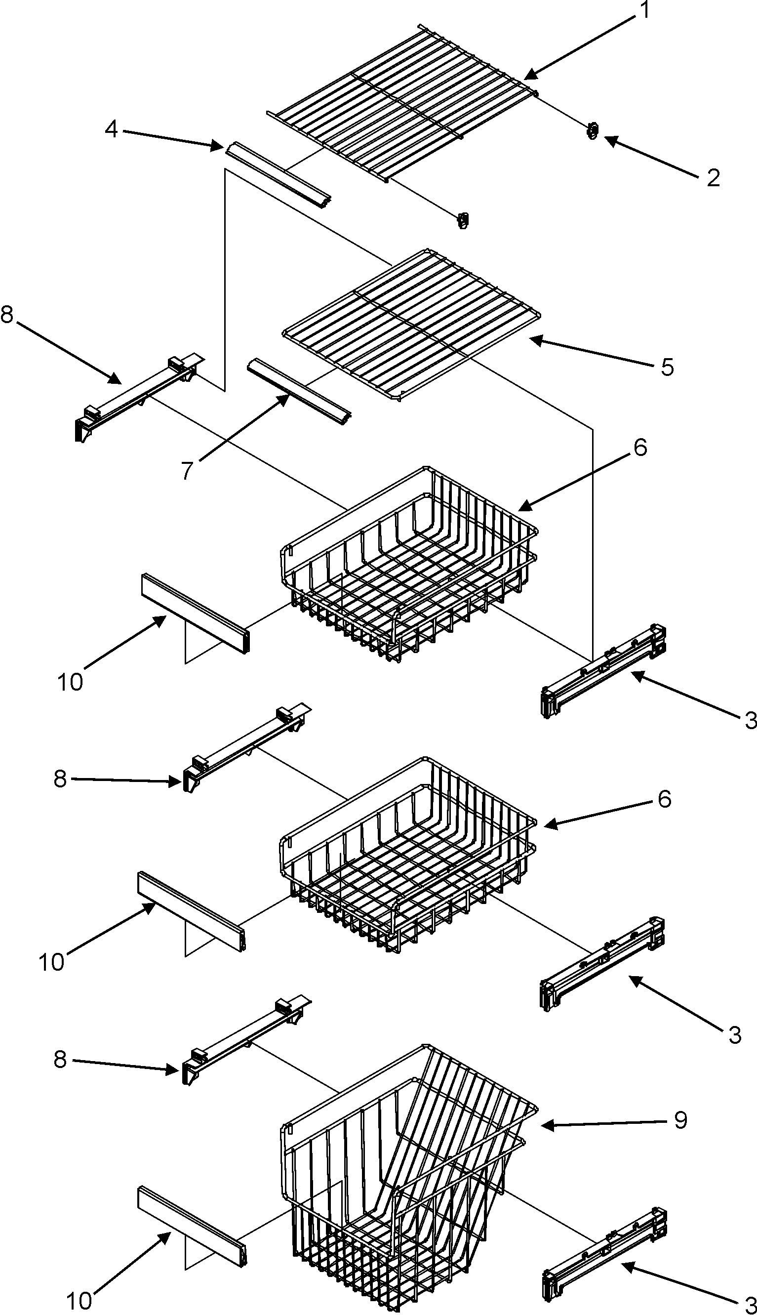 Maytag MSD2660KGB freezer shelves diagram