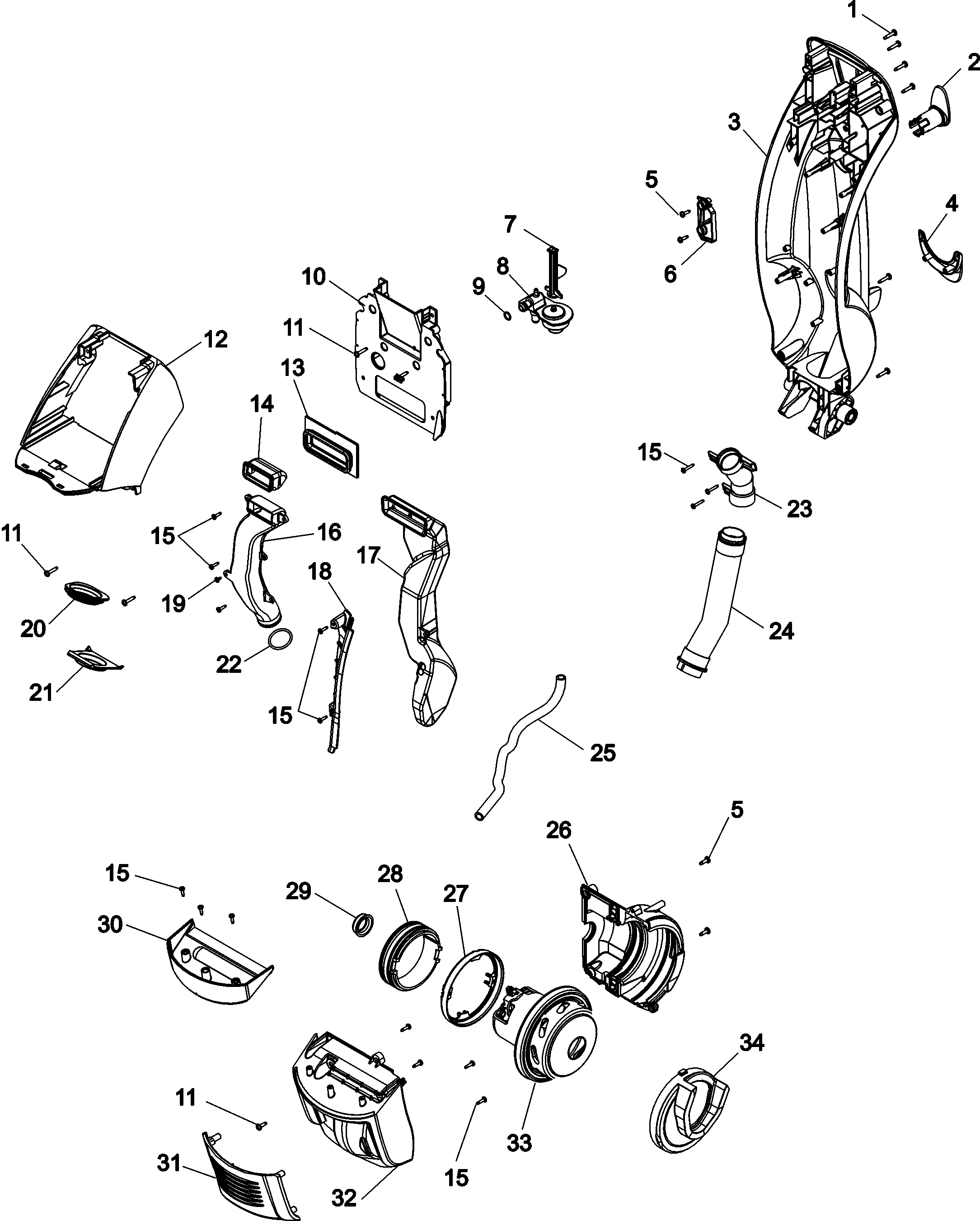 Hoover H2850-050 main body diagram