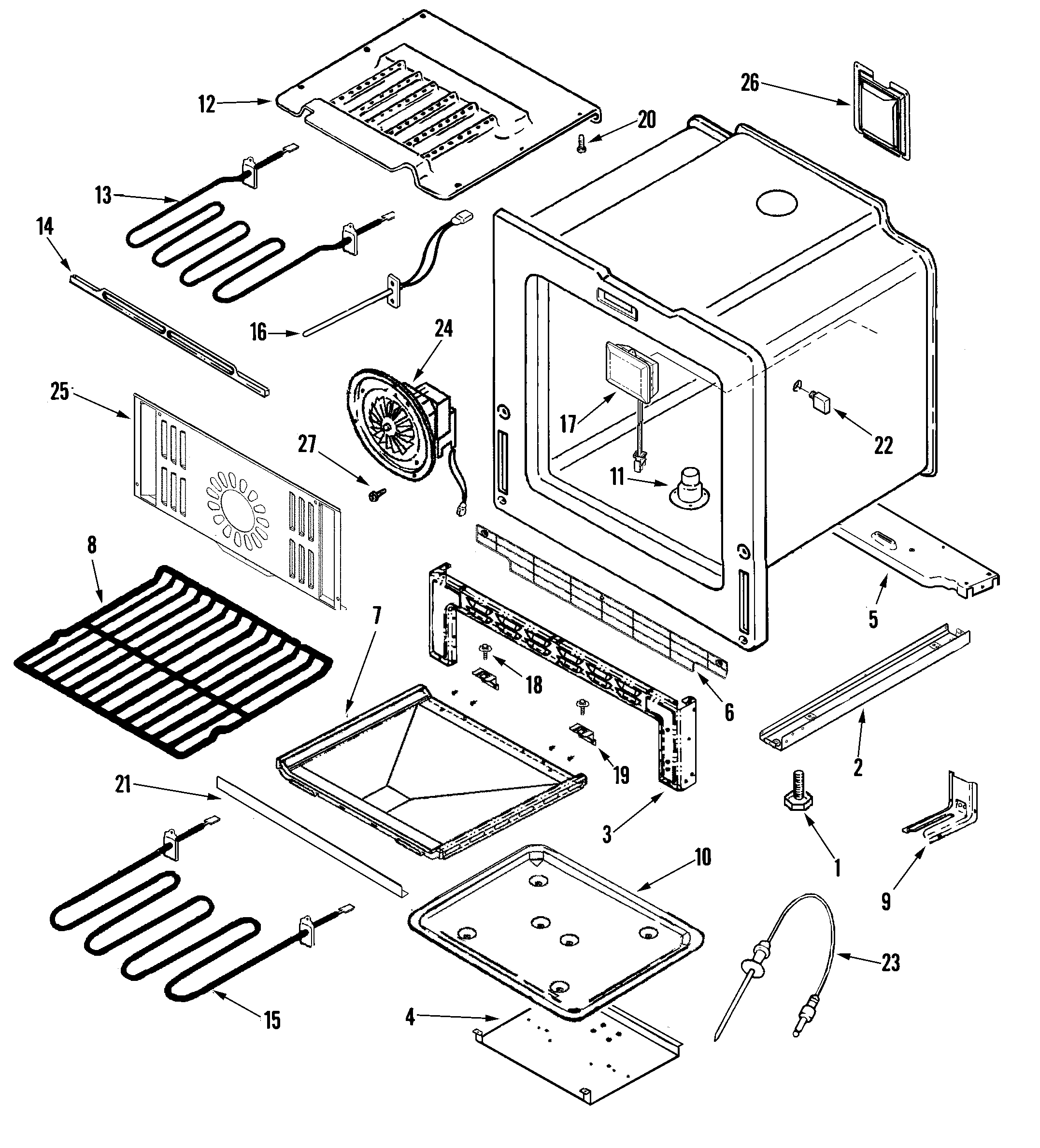 Jenn-Air JES8850BCS oven/base diagram