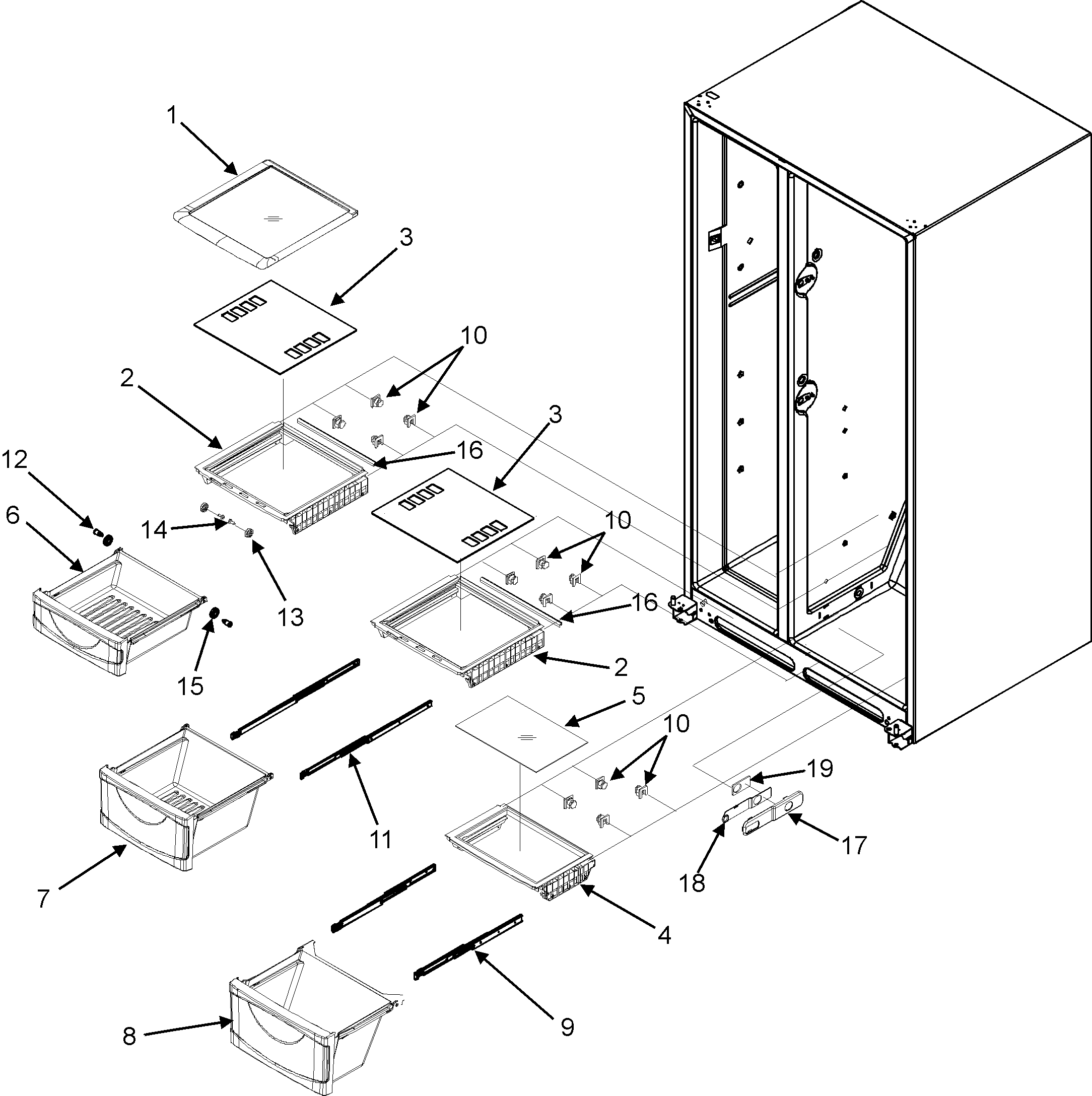 Maytag MSD2660KES crisper assembly diagram