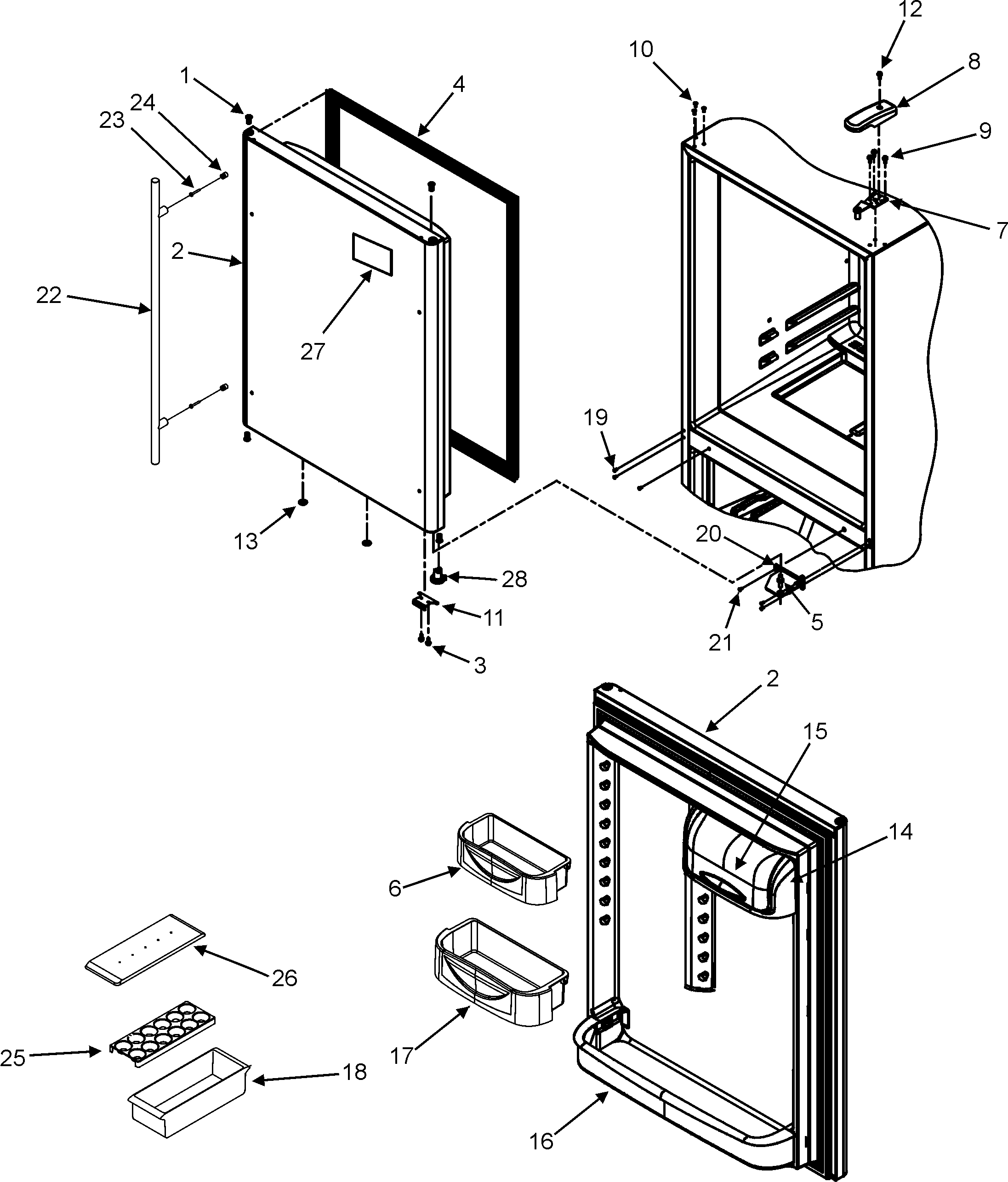 Amana GB2526LEKS refrigerator door diagram
