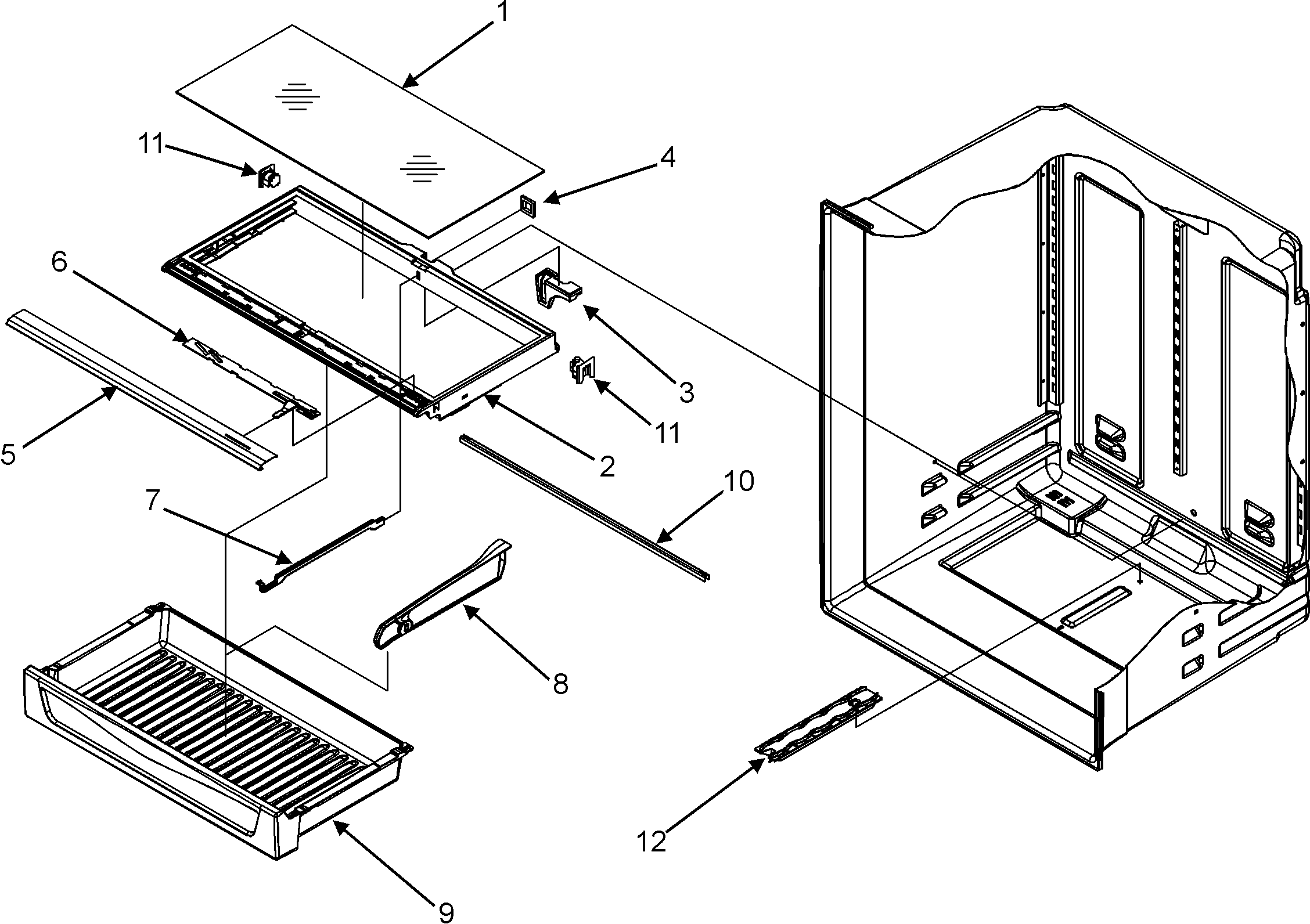 Amana GB2526LEKS pantry assembly diagram