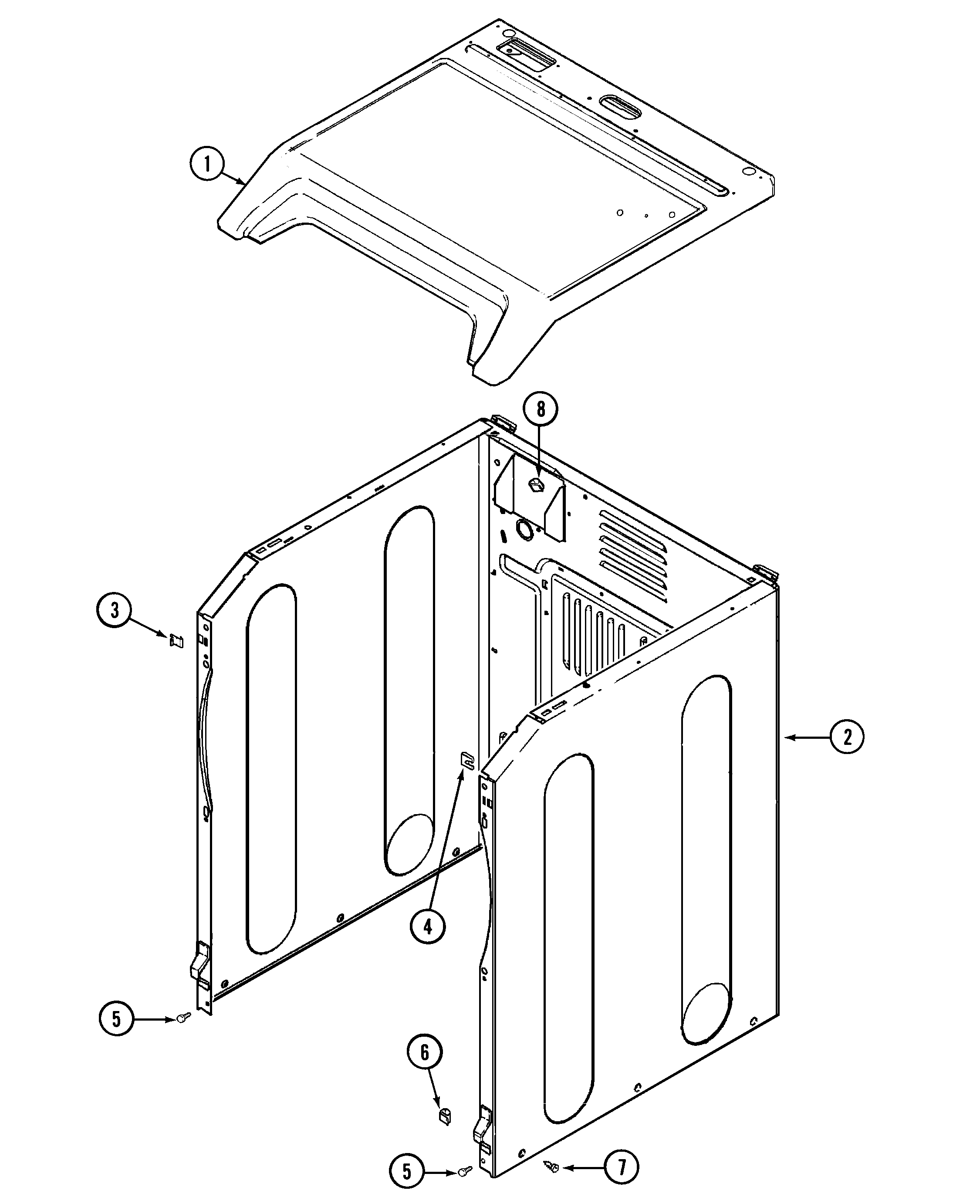 Maytag MDG8000BWQ cabinet-front diagram