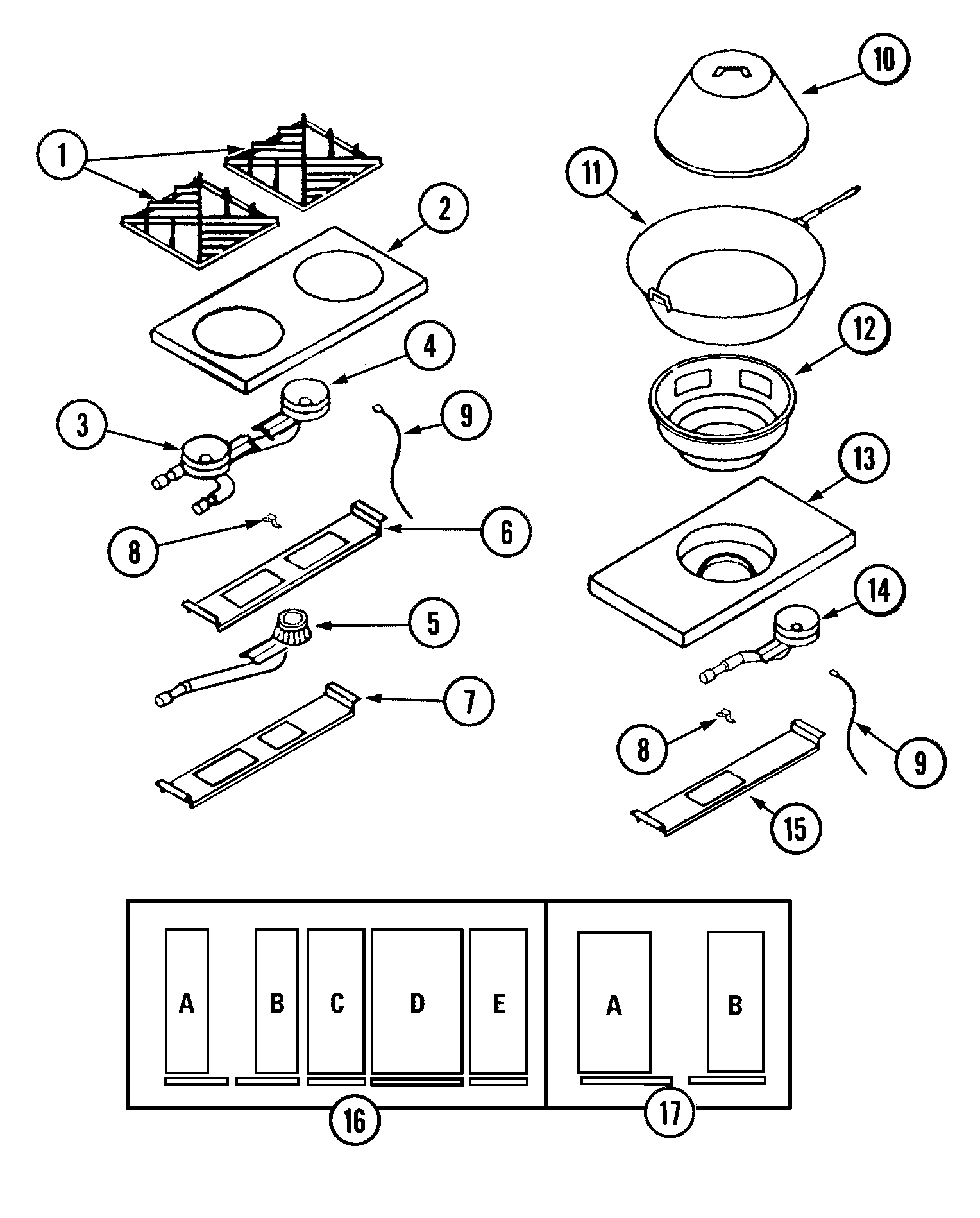 Dynasty DGRC609WOK top assembly/gas controls diagram