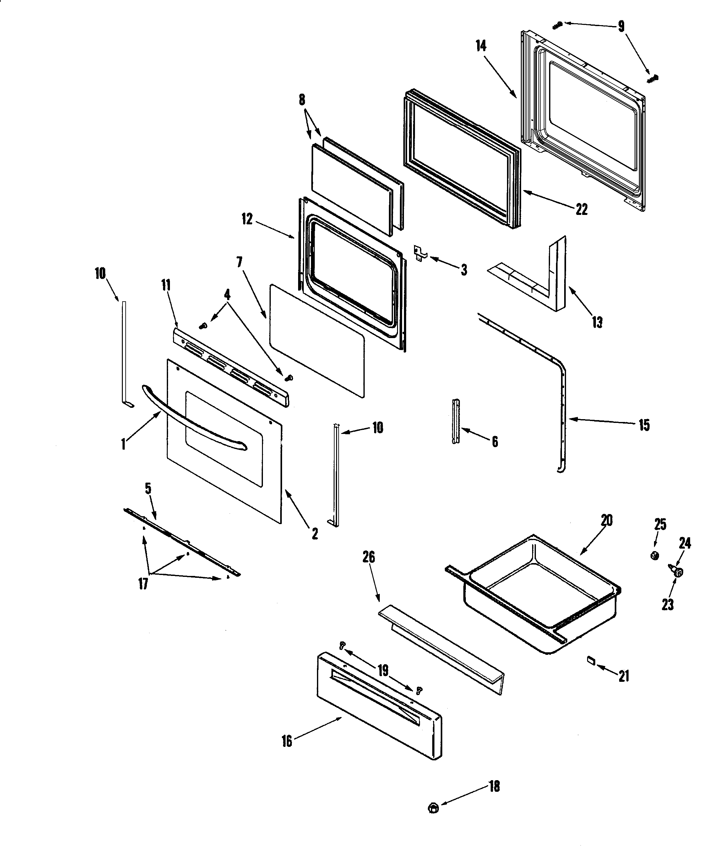 Maytag PGR5720LDW door/drawer diagram
