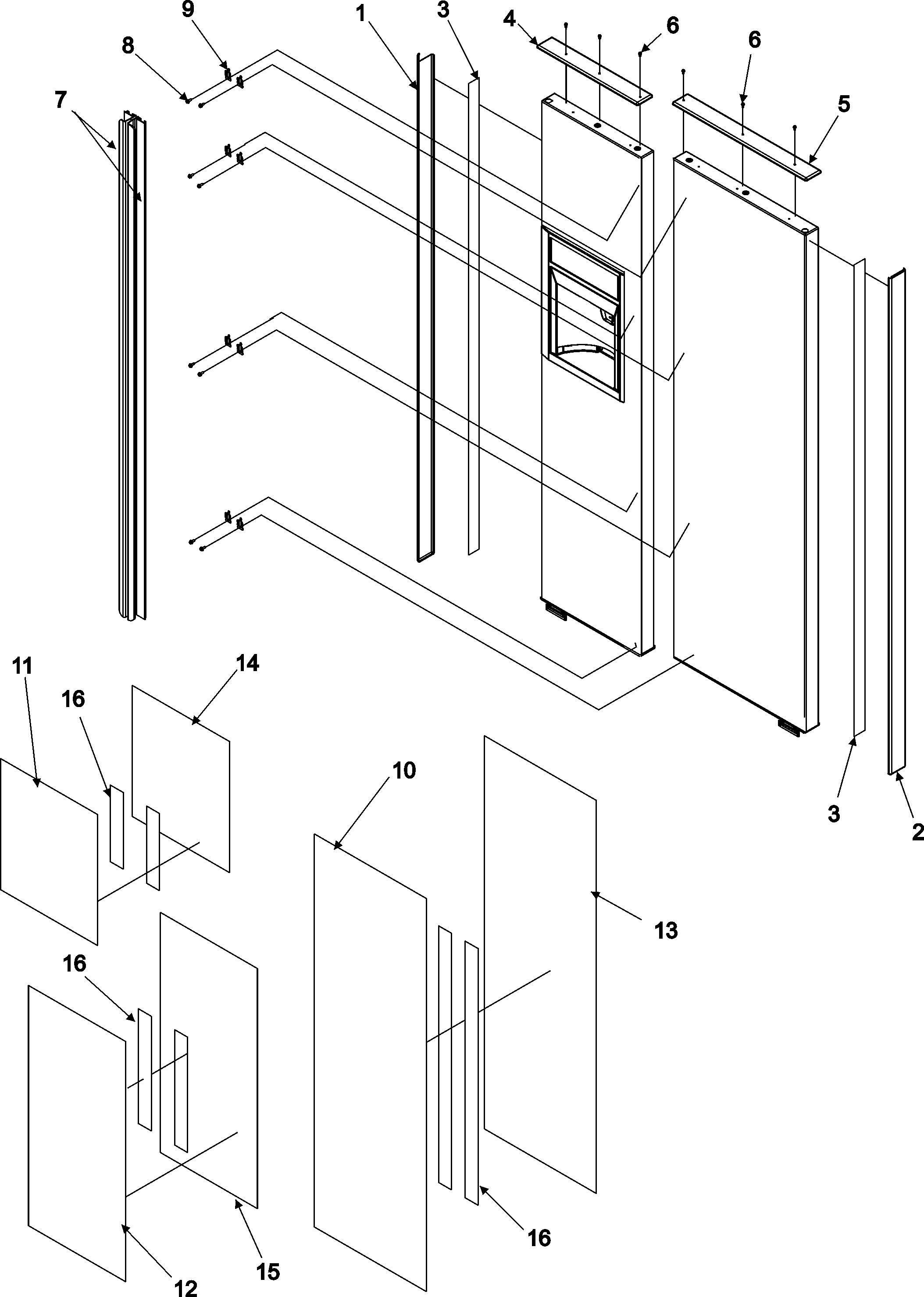Amana ACD2238HTS handles and trim diagram