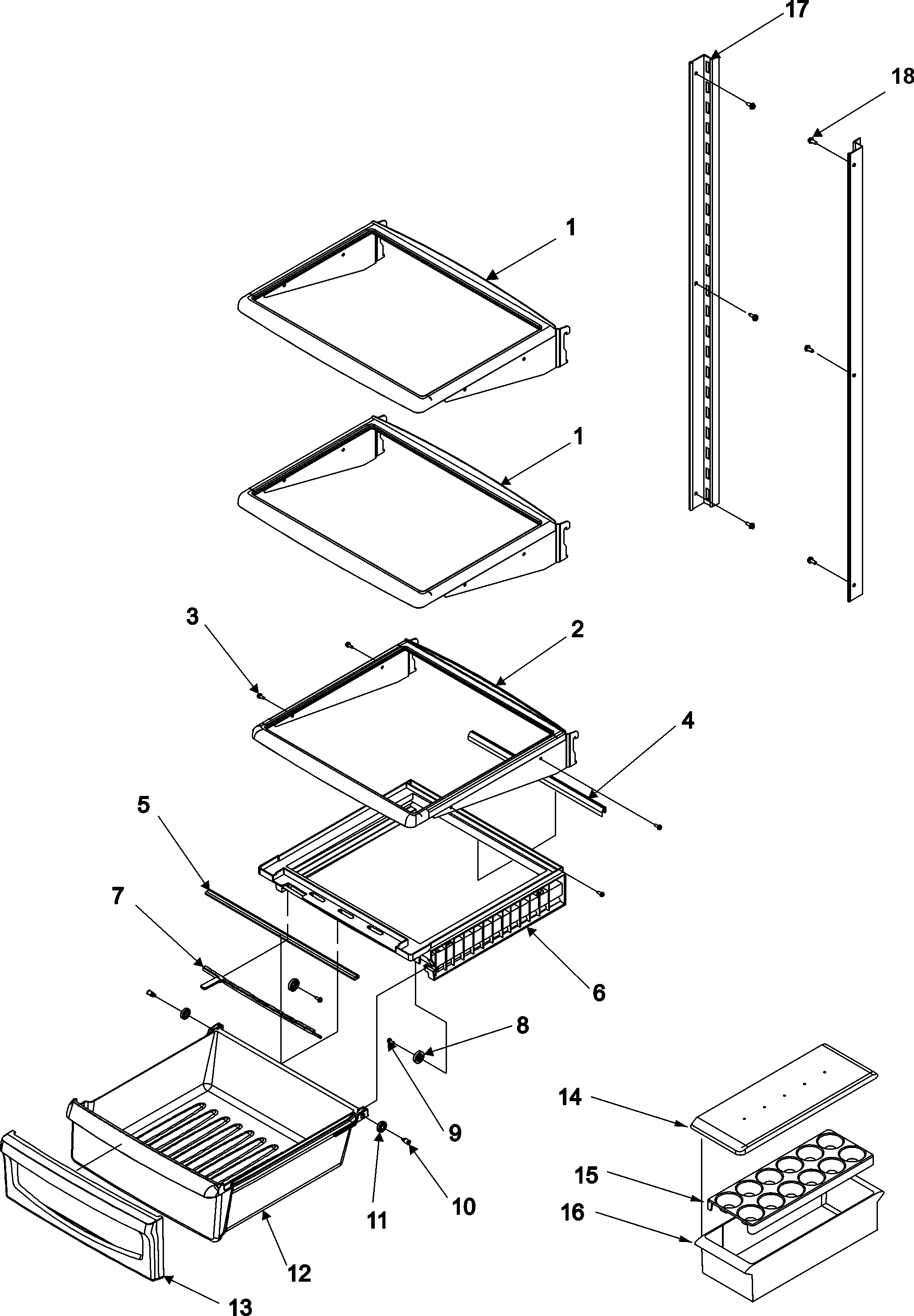 Amana ACD2238HTS deli and ref shelf diagram