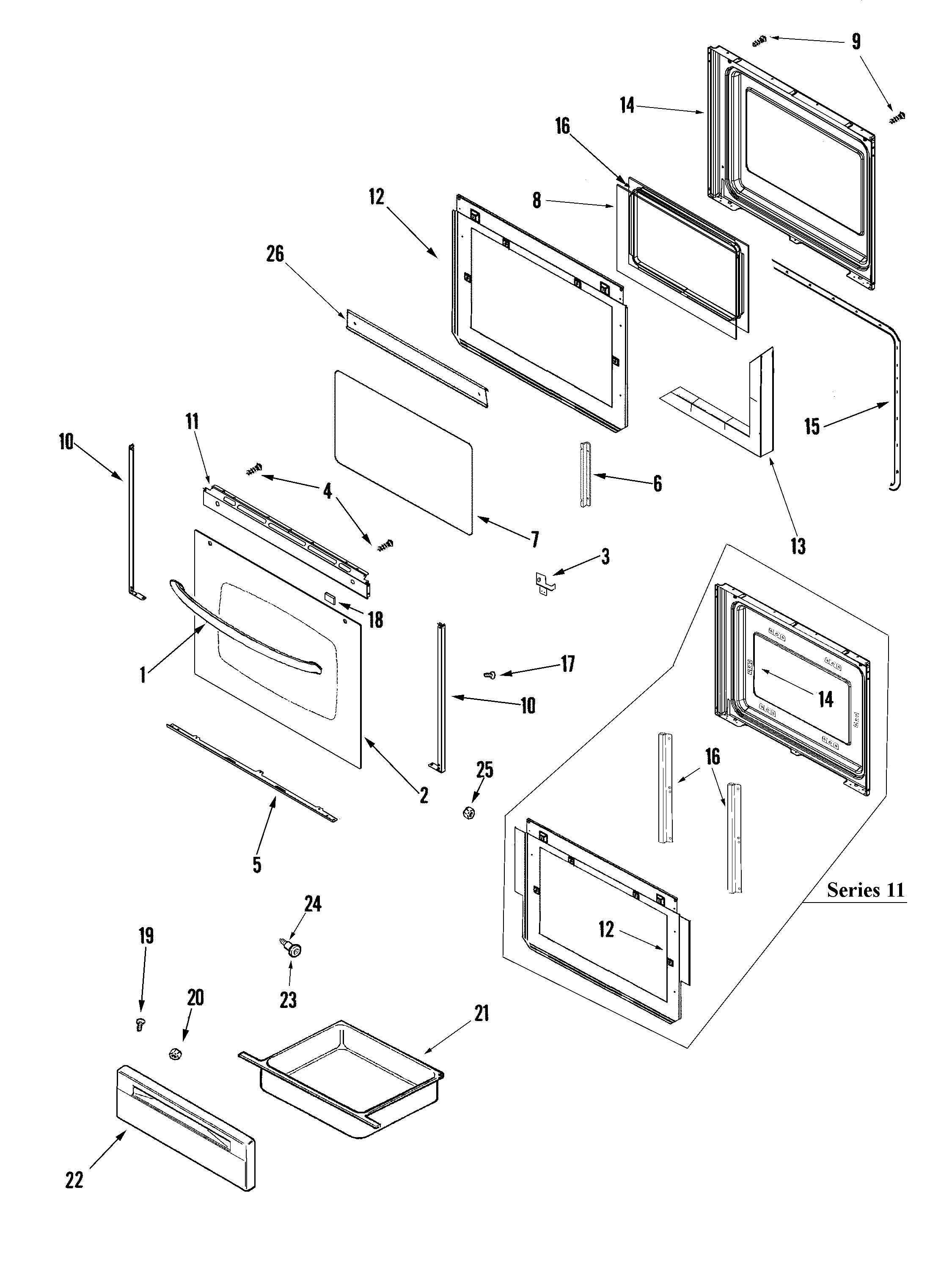 Amana AER5712AAZ door/drawer (slv) diagram