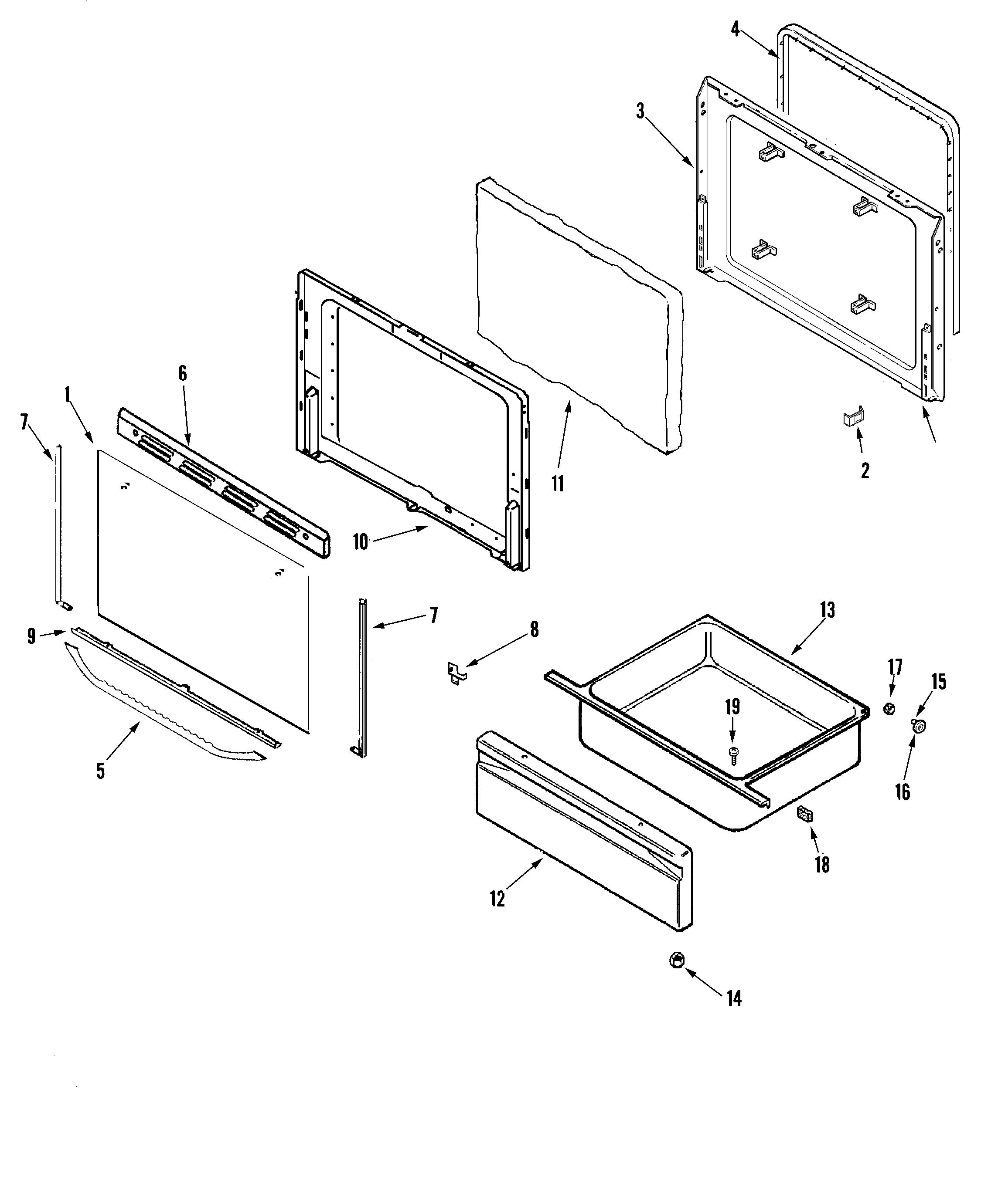 Magic Chef CER1115AAH door/drawer (aah,aat) diagram