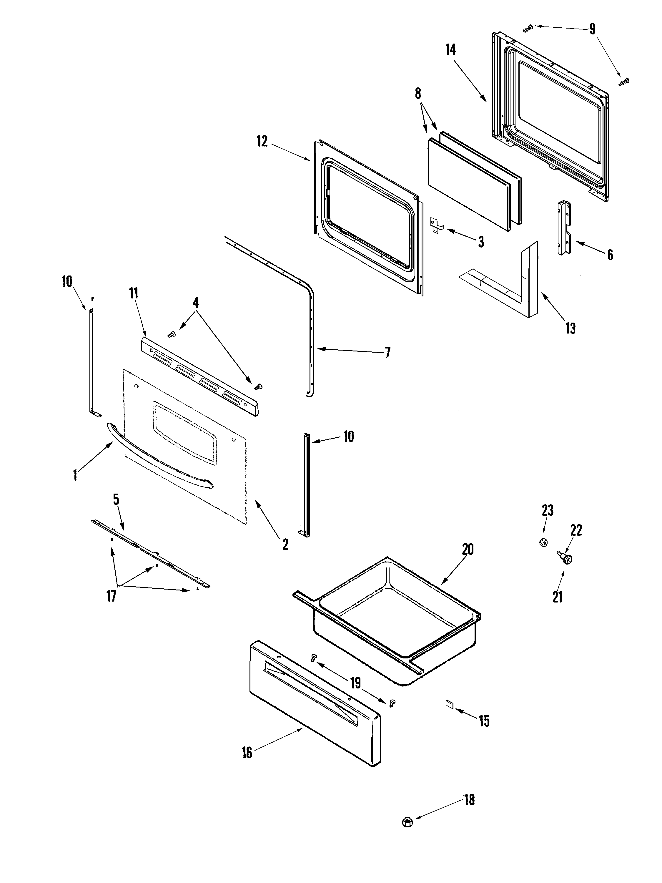 Magic Chef CER3525AAQ door/drawer diagram