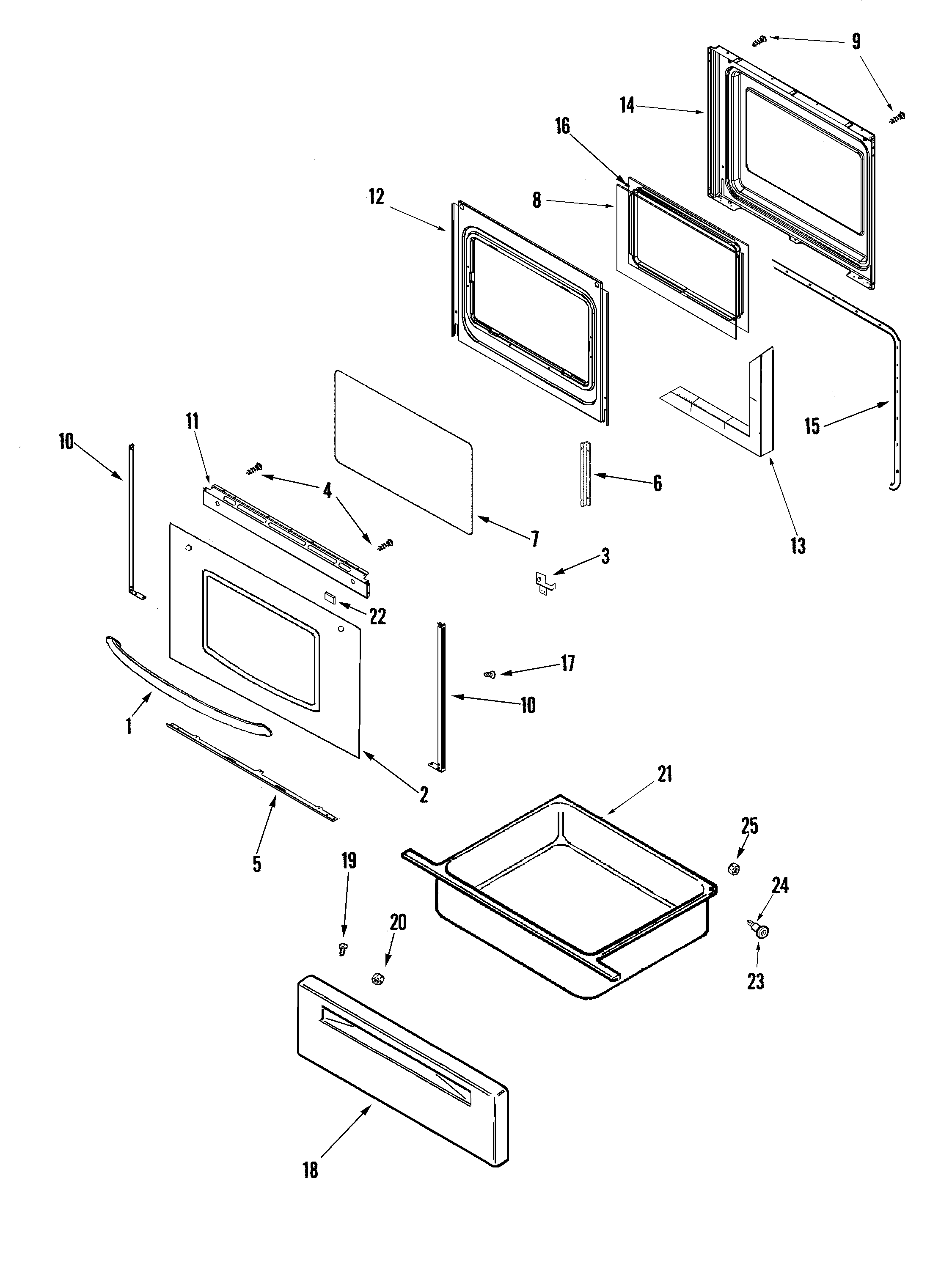 Crosley CE38800AAW door/drawer diagram