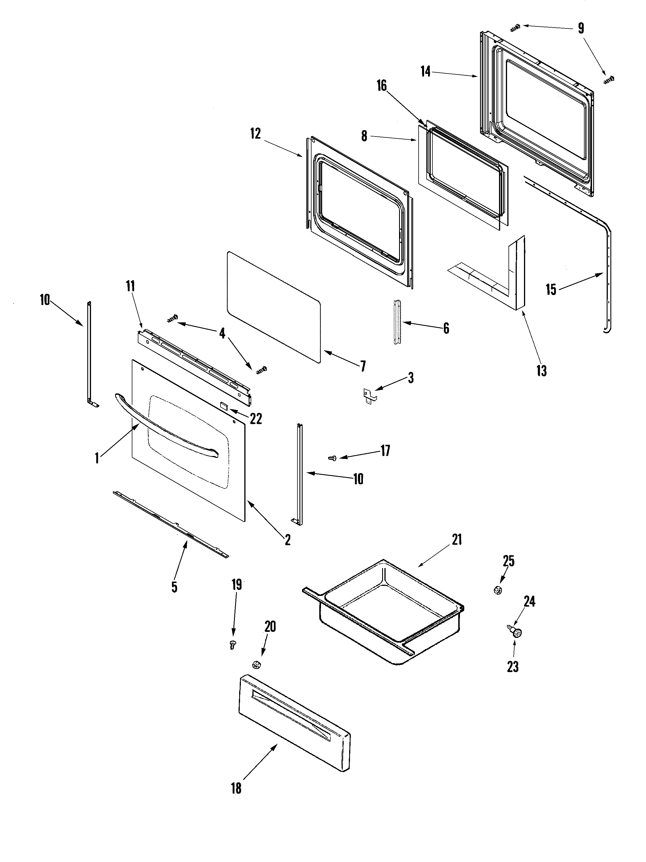 Amana AER5712ACW door/drawer diagram