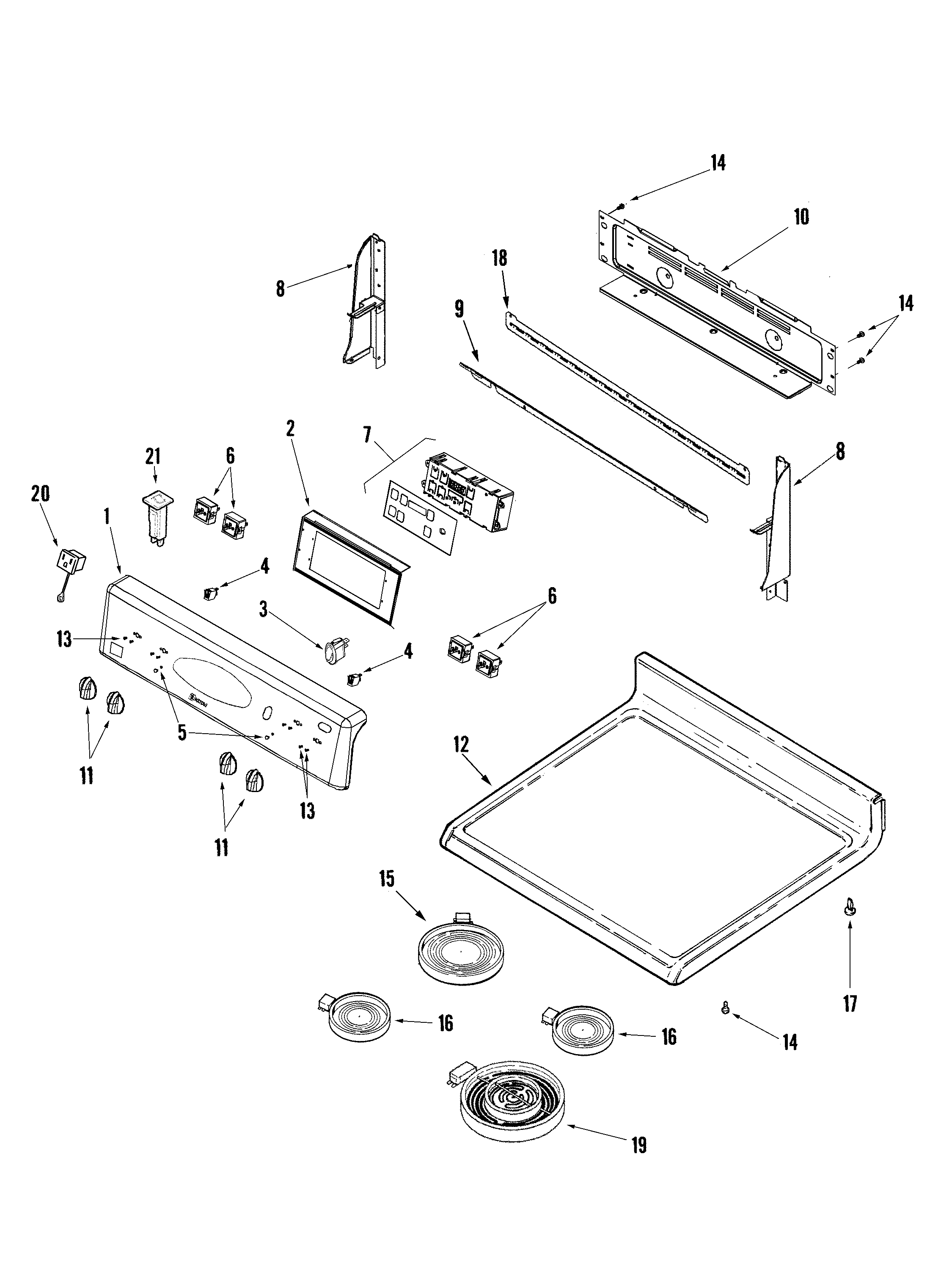 Maytag PER5720ACW control panel/top assembly diagram