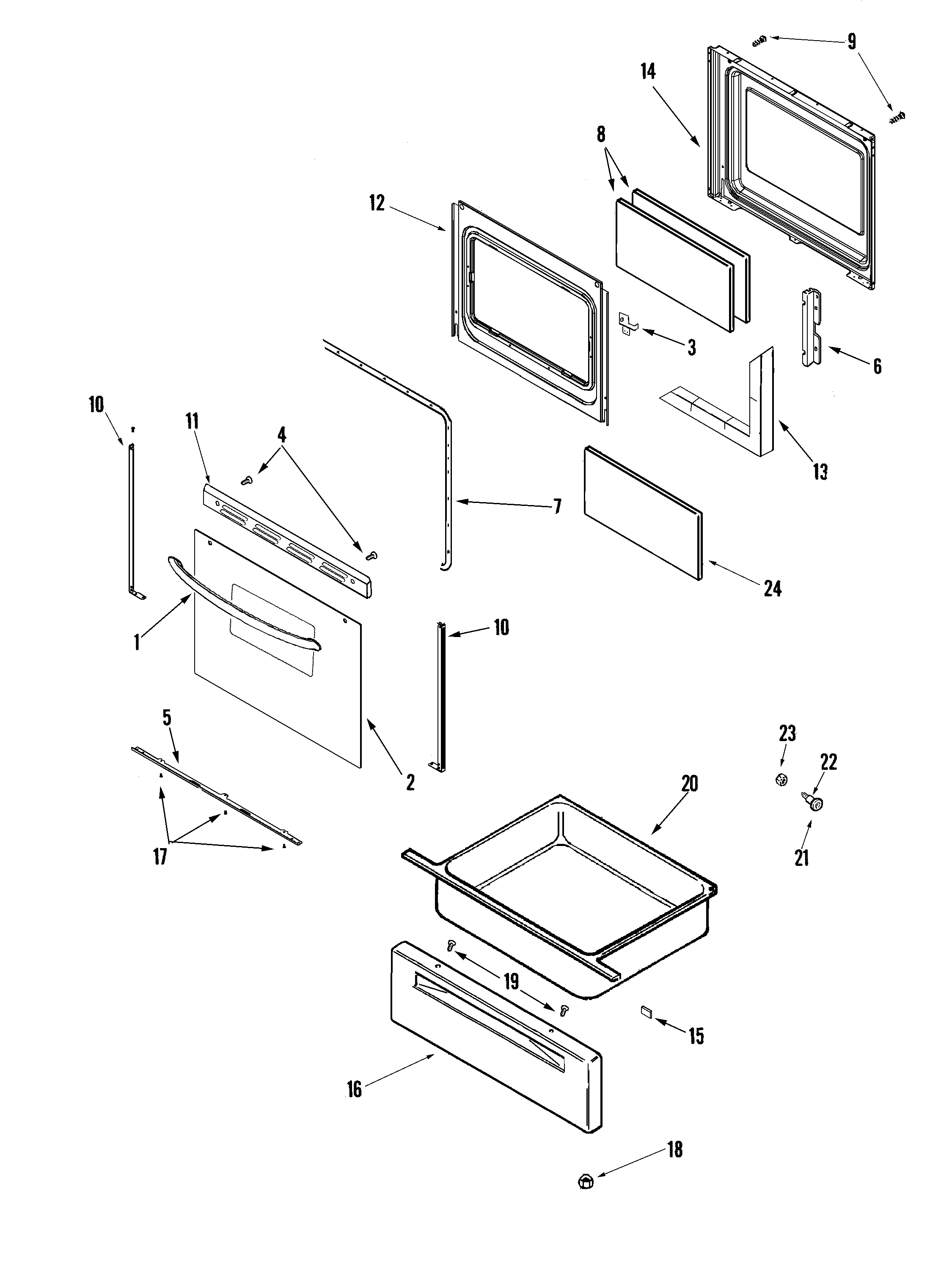 Maytag PER5720ACW door/drawer diagram