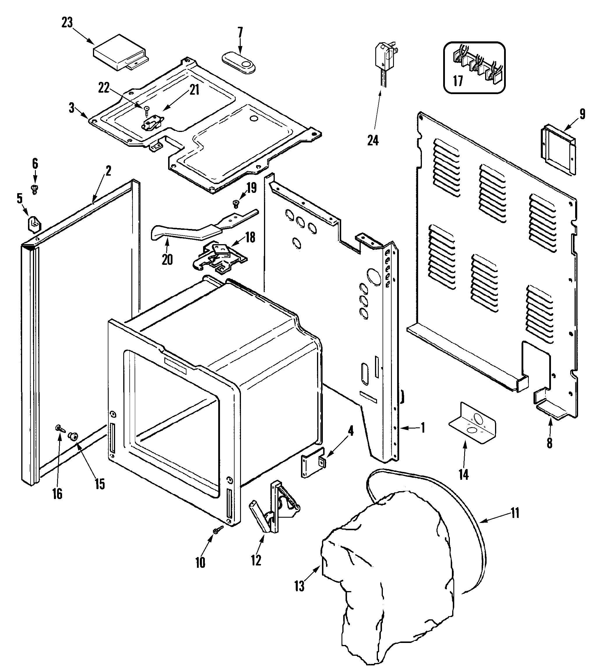 Magic Chef CER3525ACW body diagram