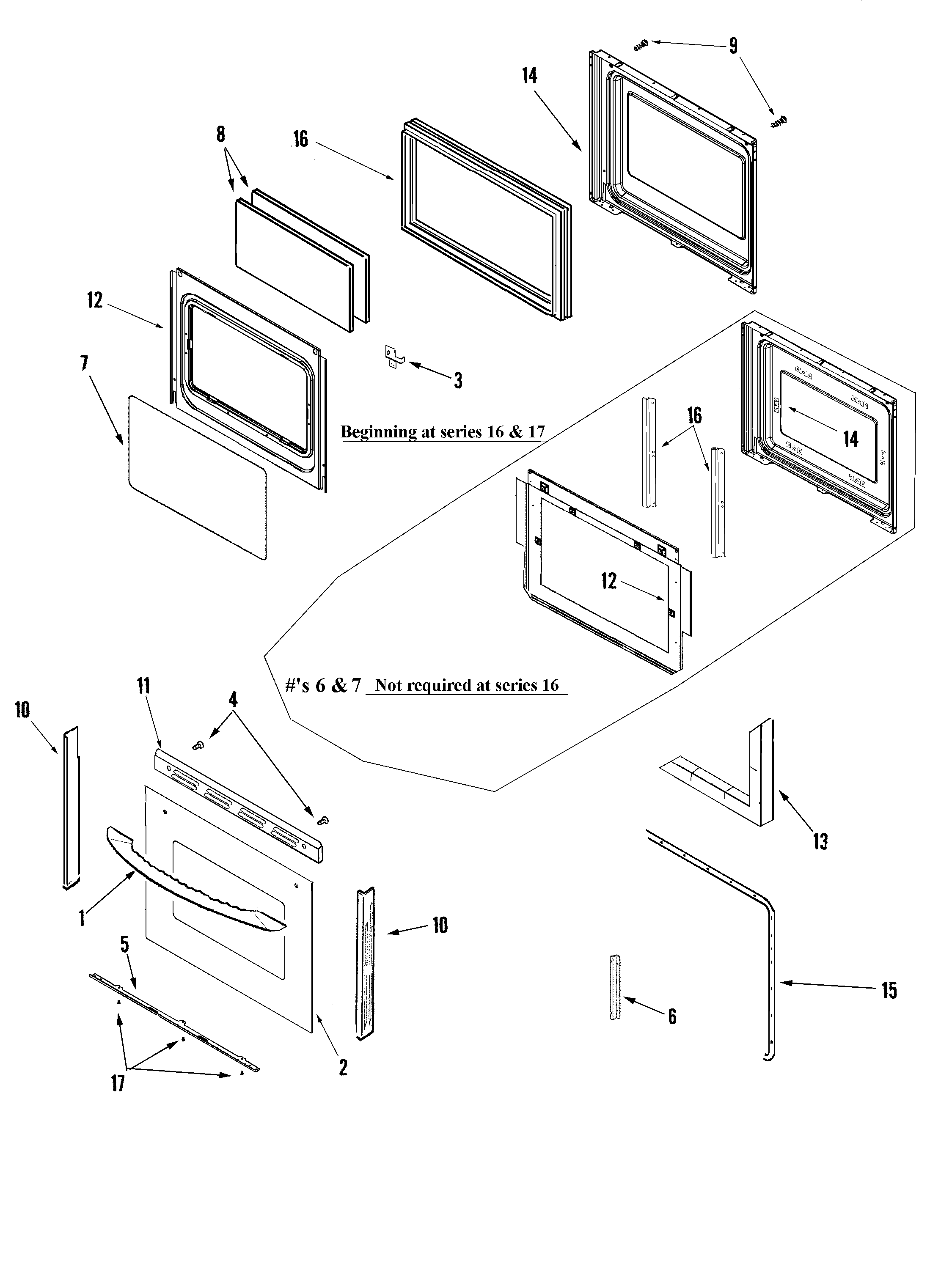 Maytag MER6755ACW door (lower) diagram