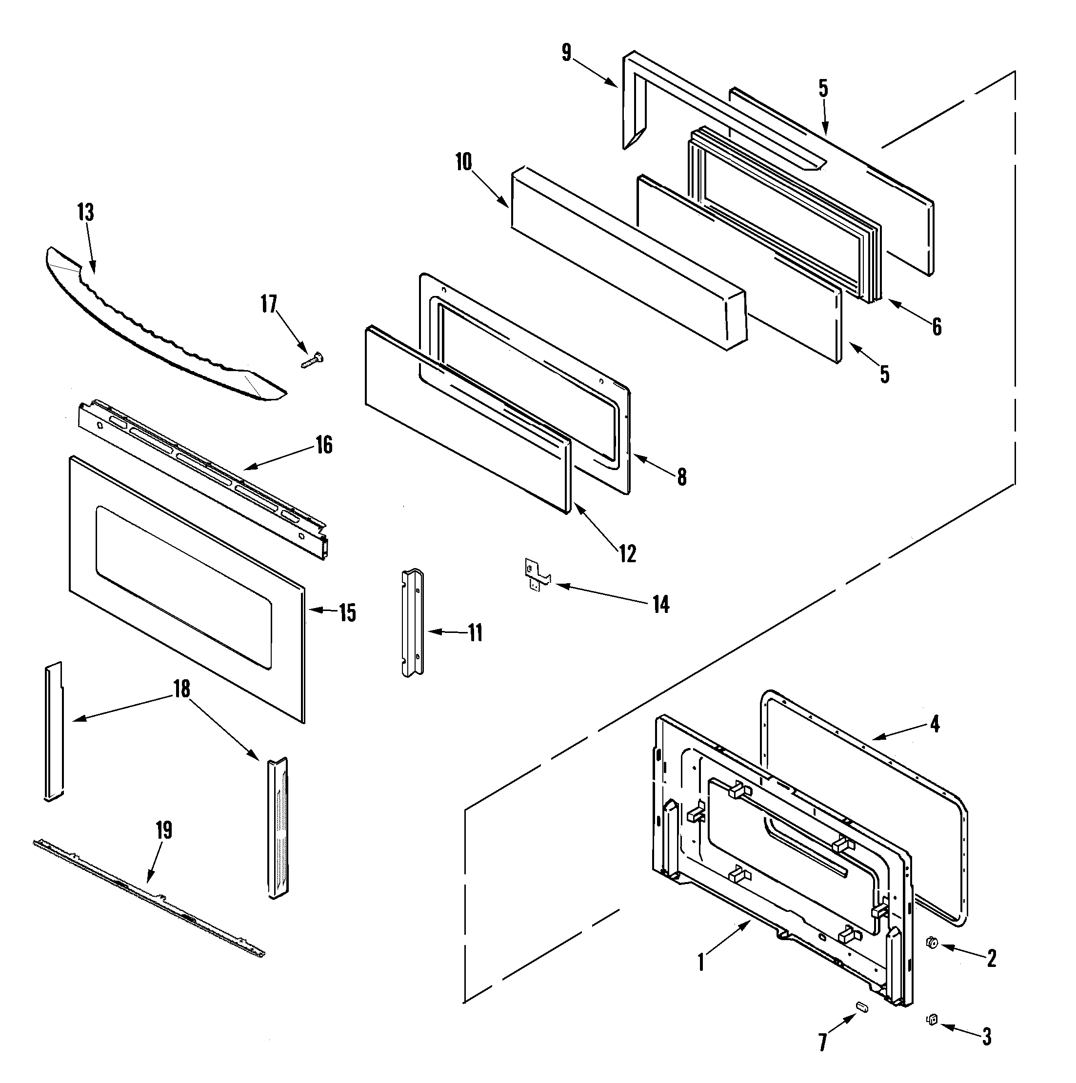 Maytag MER6875ACN door (upper) diagram