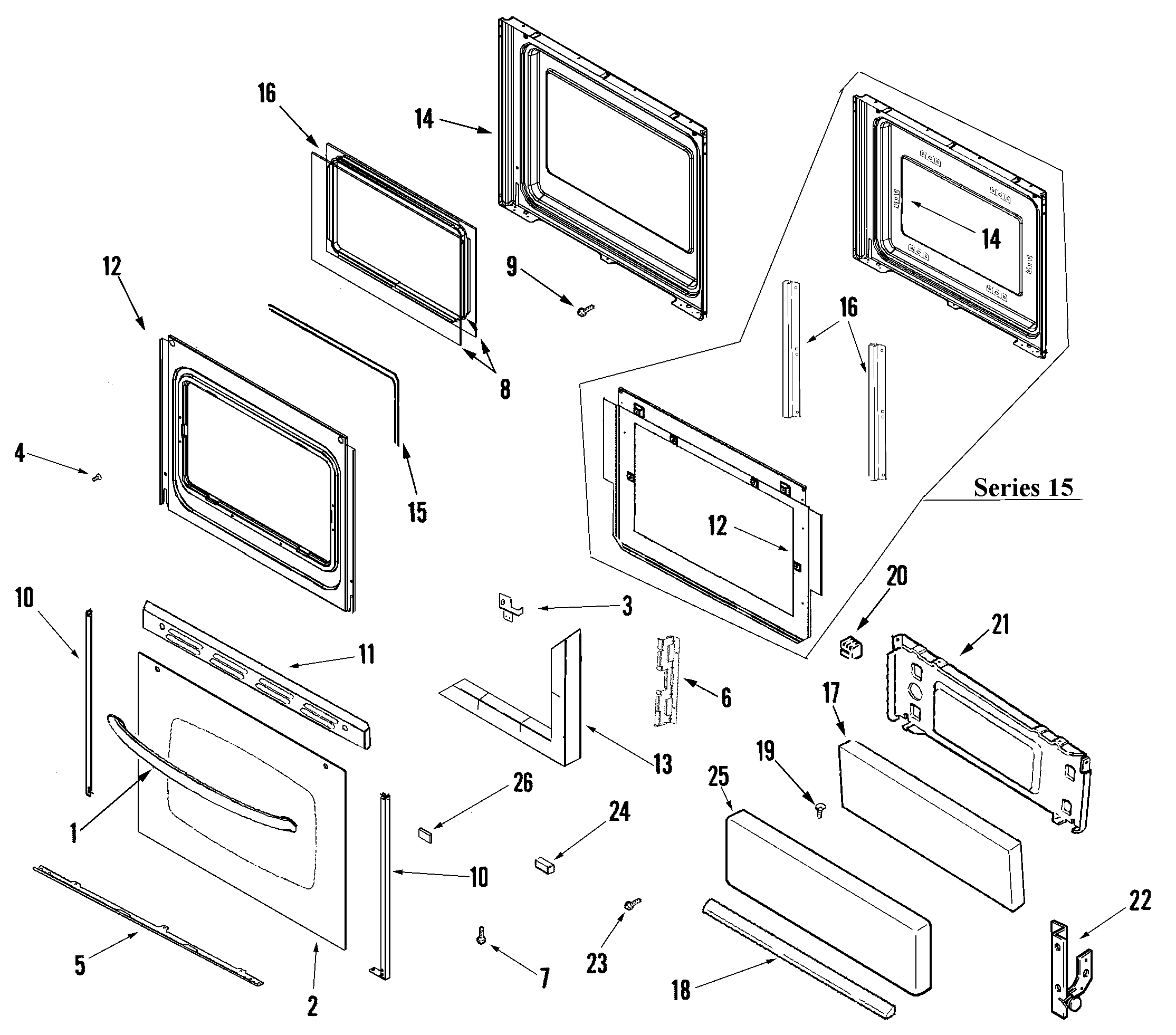 Amana AGR4412ADB door/drawer diagram