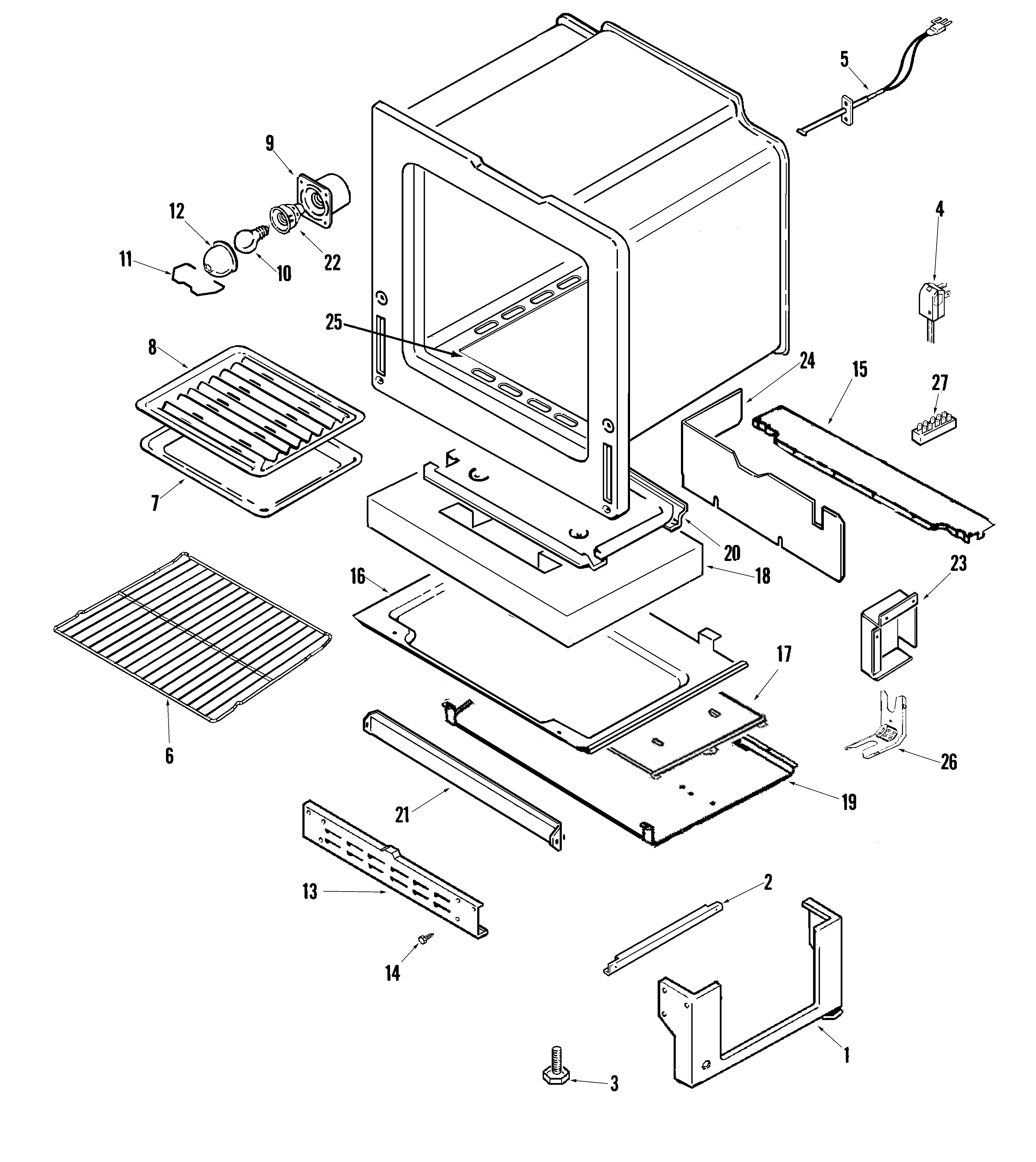 Magic Chef CGR3725ADW oven/base diagram